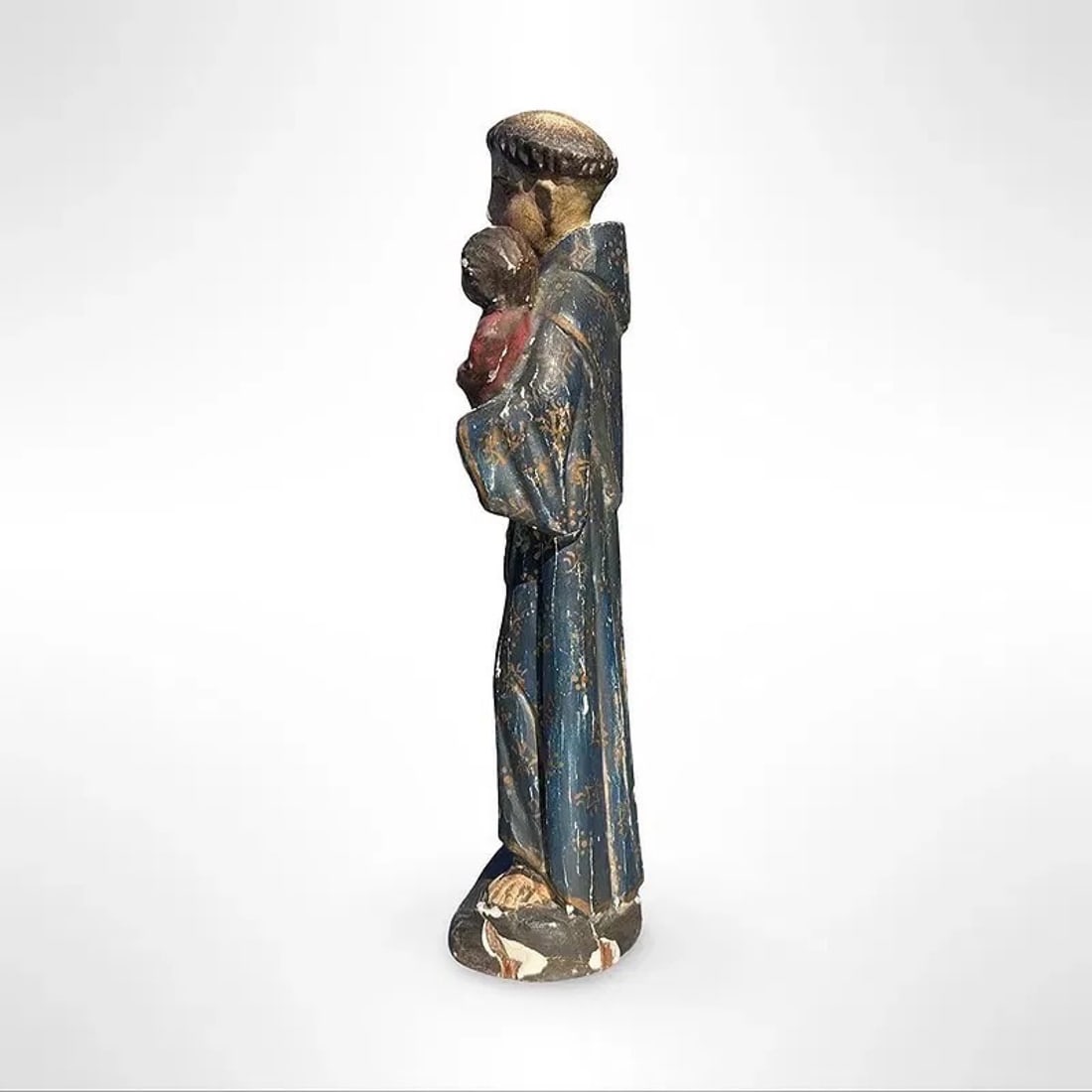 Antique Polychrome Religous Figure - 3