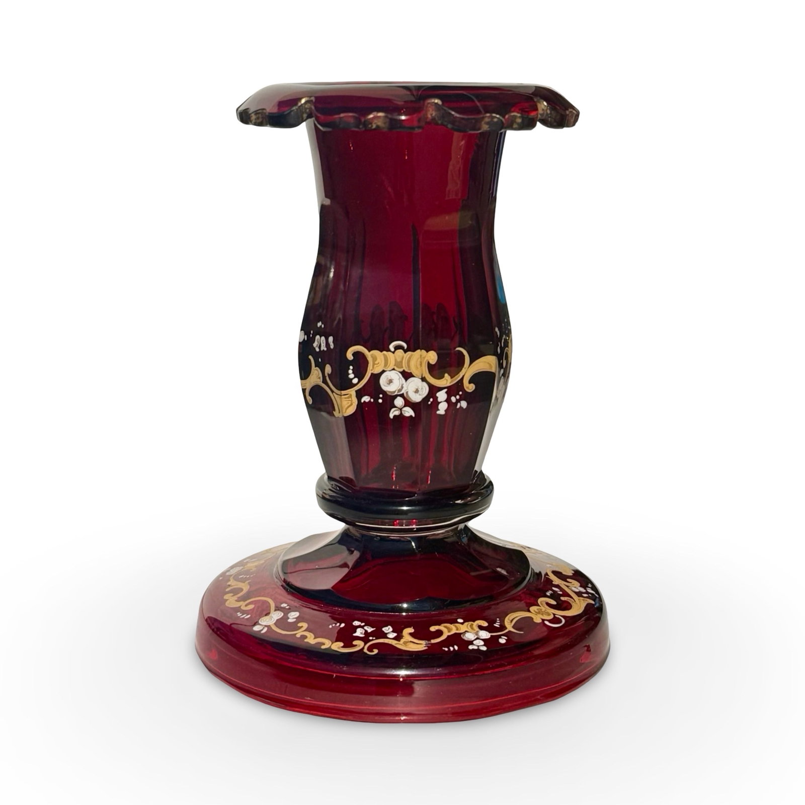 Bohemian Ruby Glass Candlestick - 2