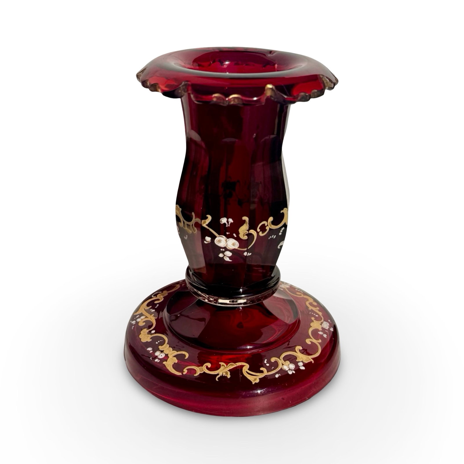Bohemian Ruby Glass Candlestick - 3