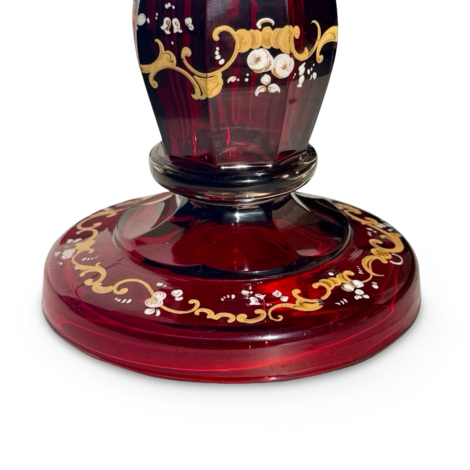 Bohemian Ruby Glass Candlestick - 4