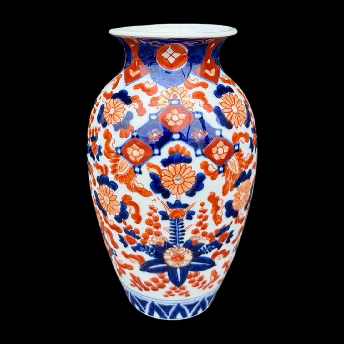 Japanese Arita Imari Vase: Japanese Arita Imari vase with chrysanthemums and floral motifs. Approx. Dimensions: 9.25H x 6W x 6D inches
