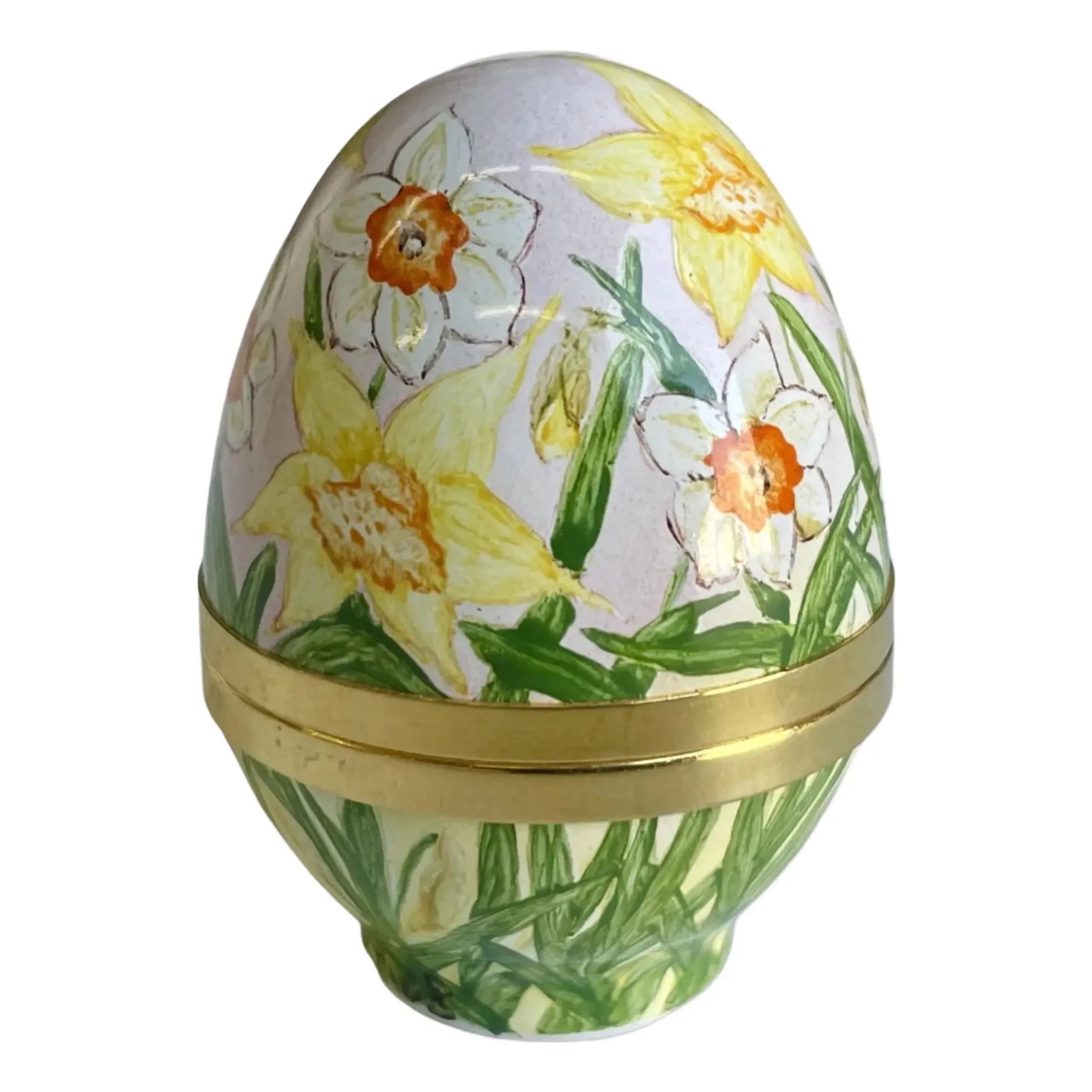 Elliot Hall Floral Egg Enamel Box: Elliot Hall Enamels limited-edition floral trinket box. Signed, and marked on base.