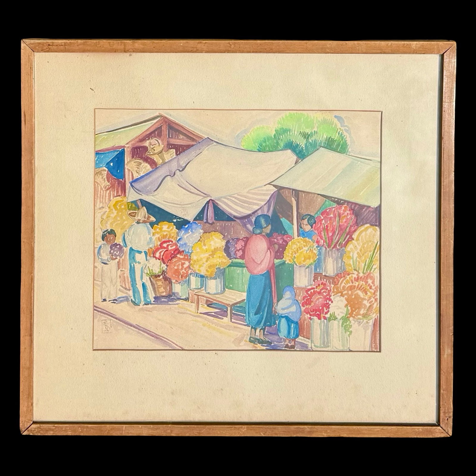 Mexican Flower Market Painting Watercolor (1 of 7)