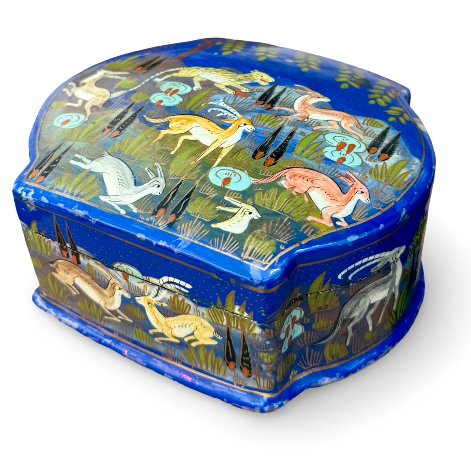 Vintage Kashmir Papier-Mache Jungle Box (1 of 9)