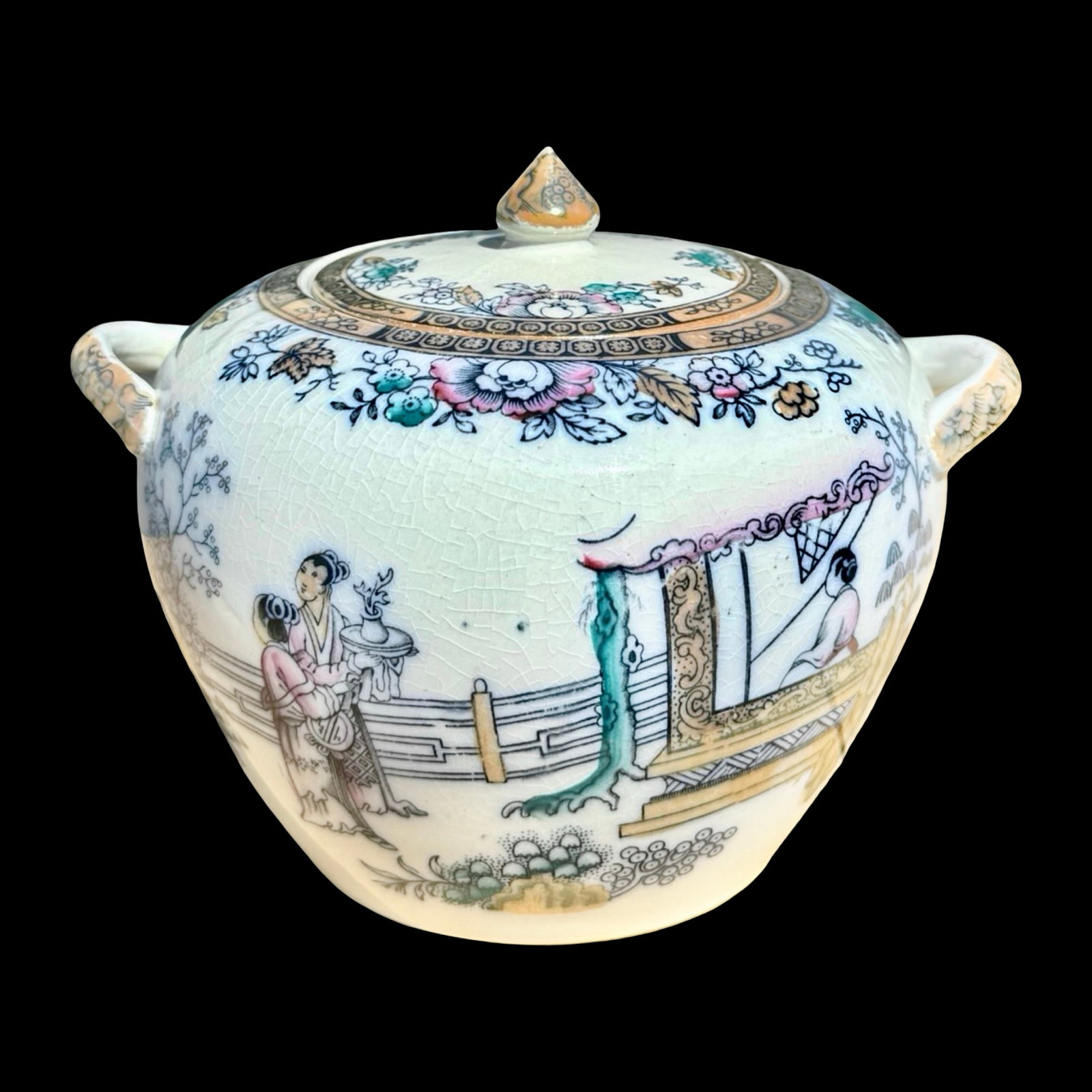 Victorian Ashworth Chinoiserie Biscuit Jar (1 of 11)