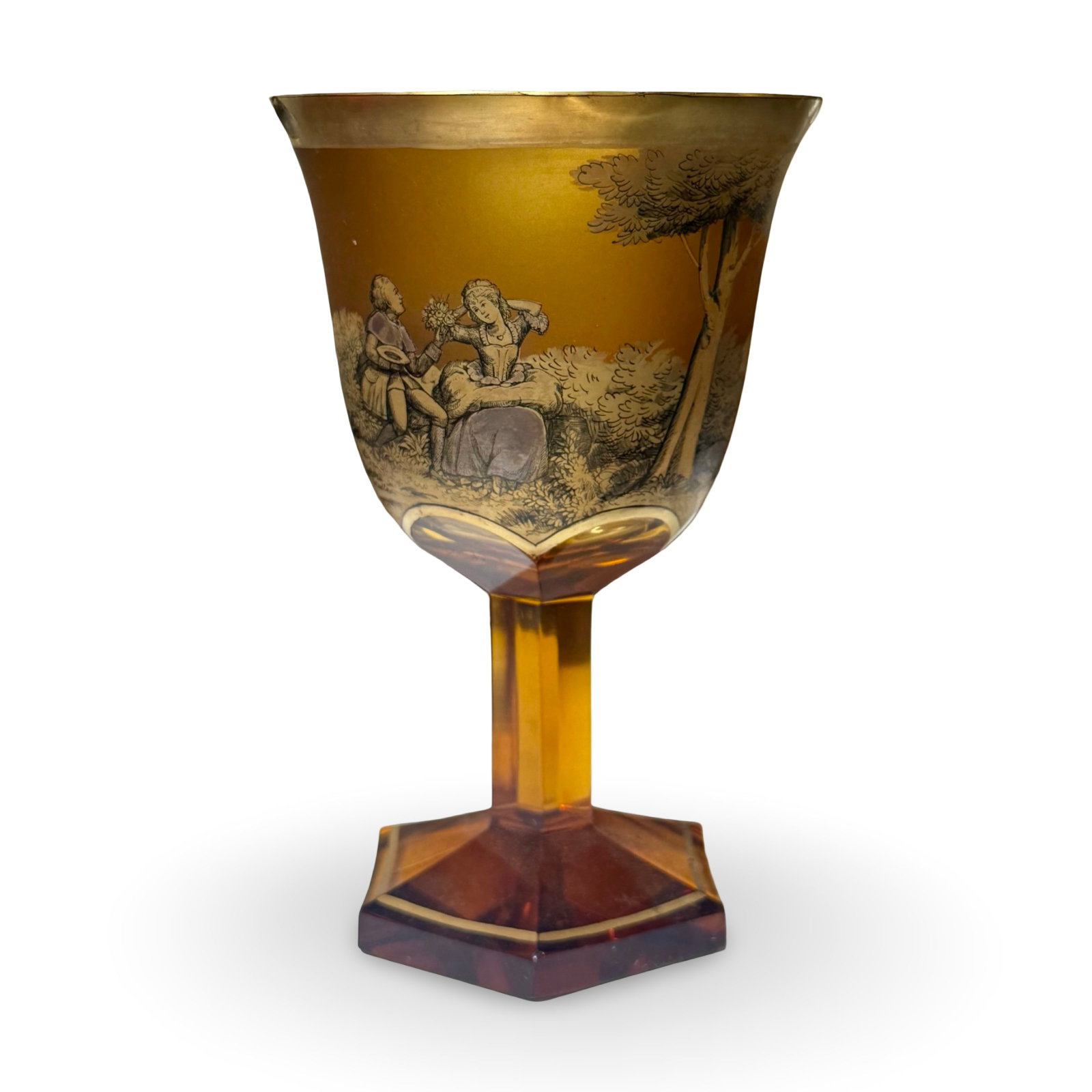 Bohemian Amber Crystal Chalice Goblet (1 of 8)