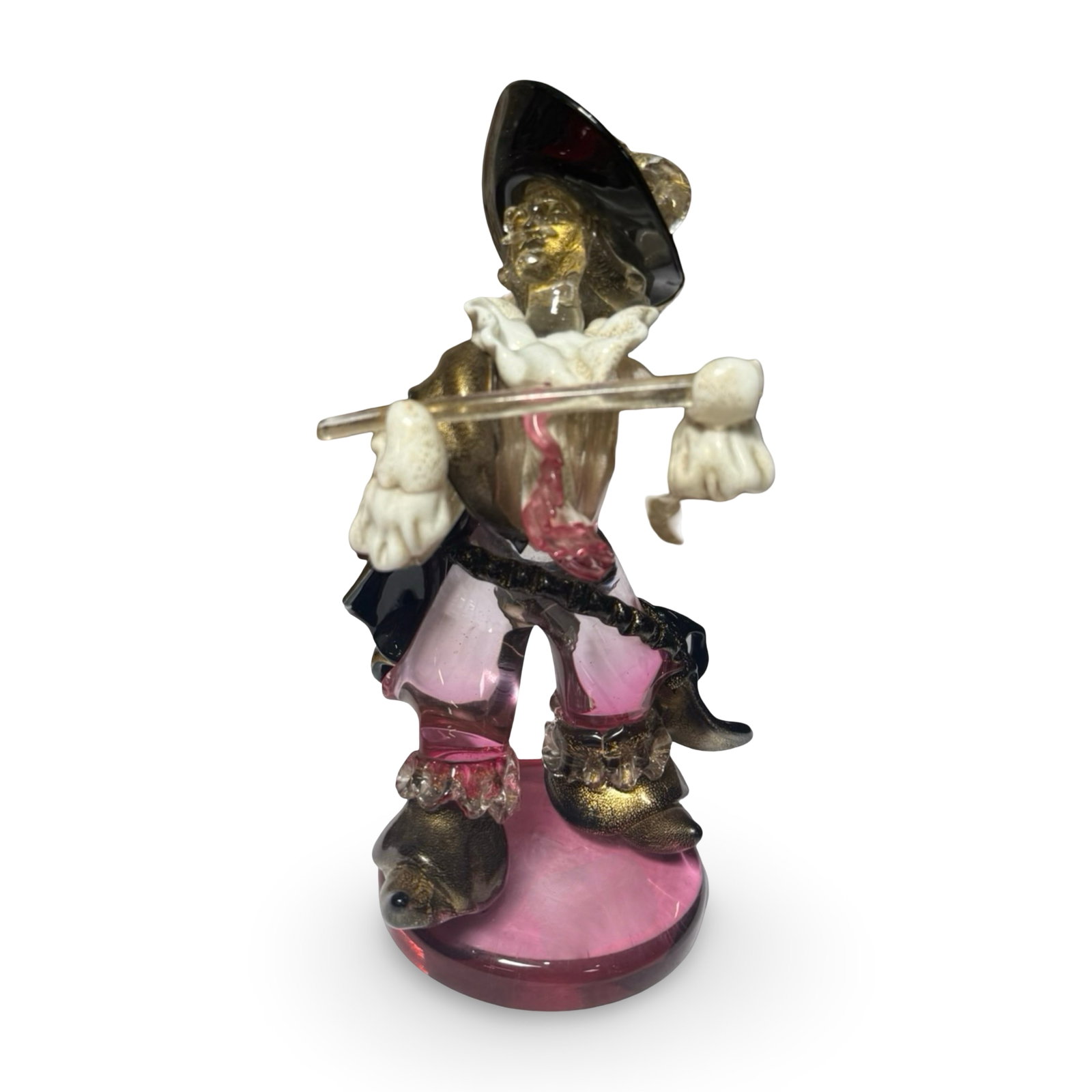 Italian Murano Glass Musketeer Figure: Vintage Italian Murano-attributed glass musketeer sculpture figurine.