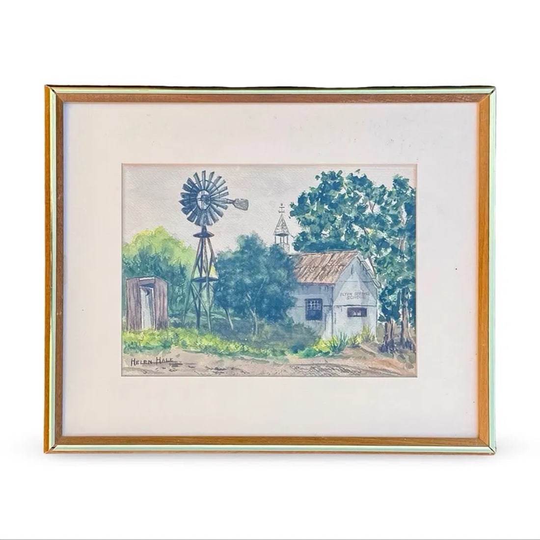 Watercolor Windmill Landscape Painting Hale (1 of 5)