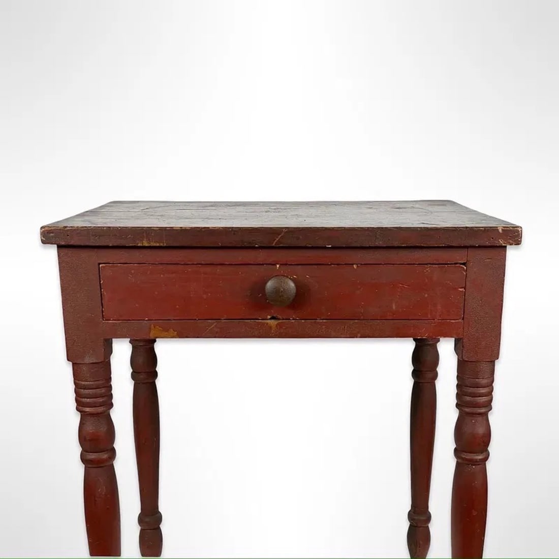 Signed Early American Red Side Table - 2