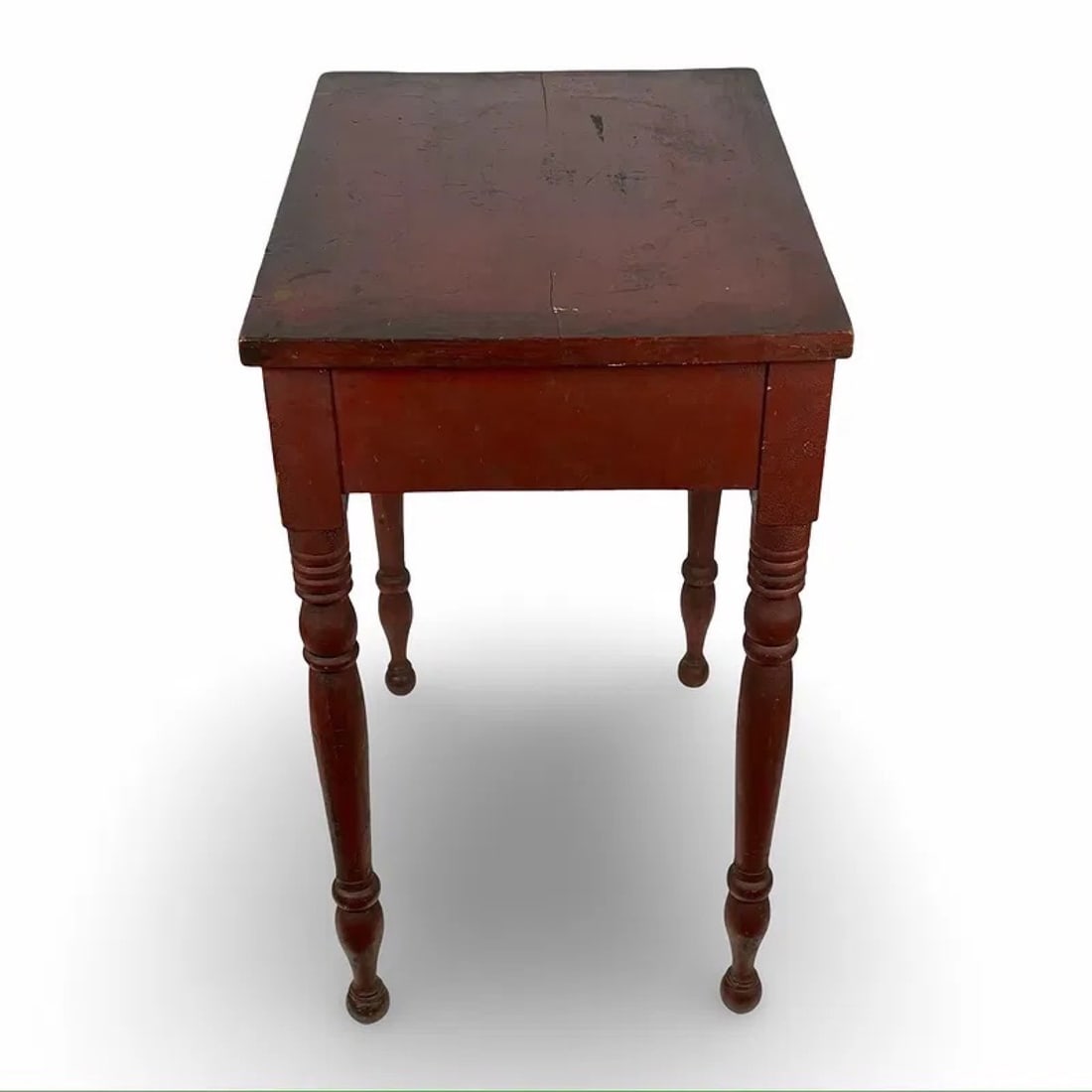 Signed Early American Red Side Table - 3