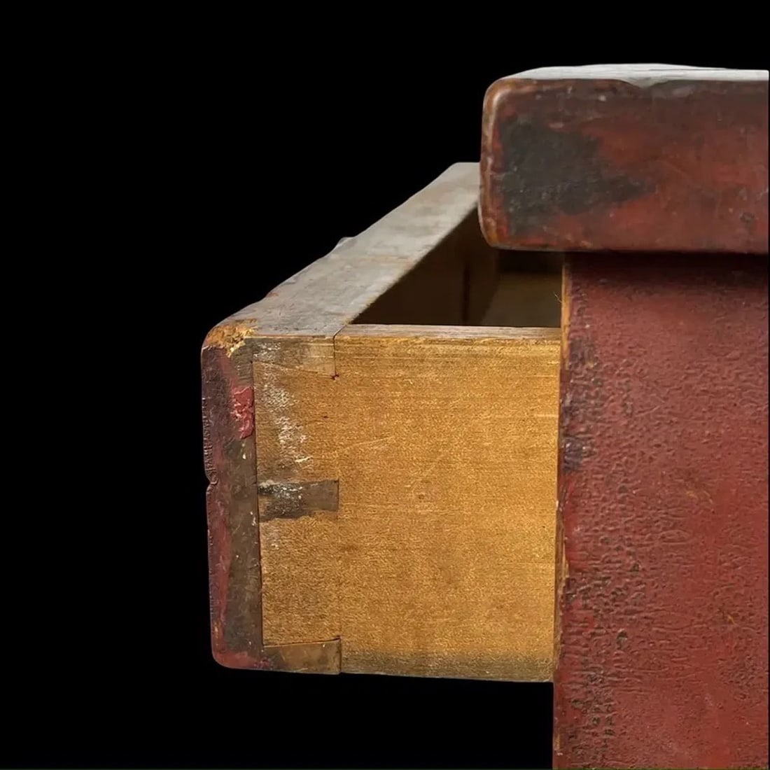 Signed Early American Red Side Table - 4