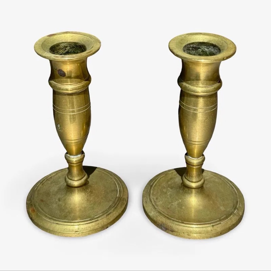 Fluted Brass Candlestick Holders Pair (1 of 7)