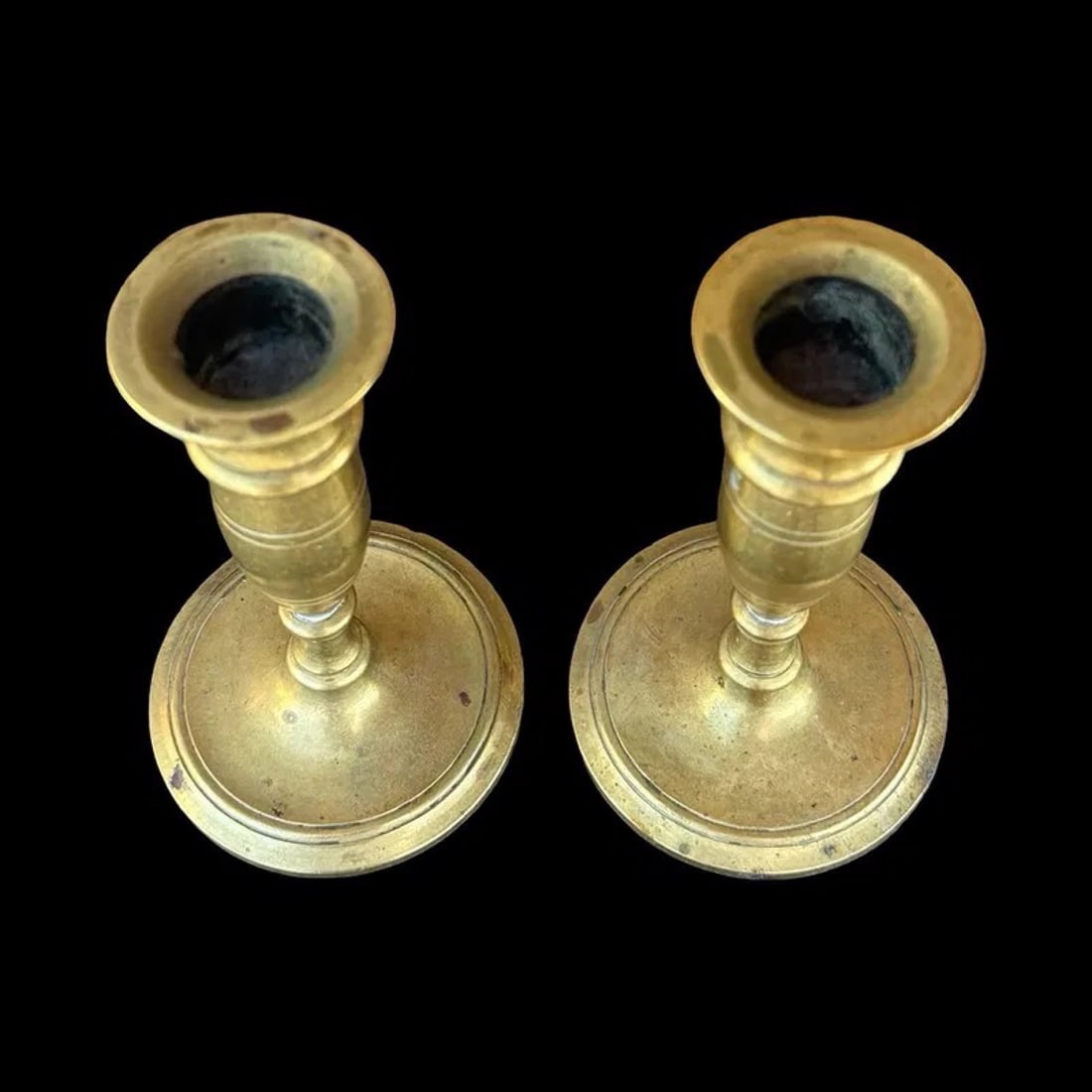 Fluted Brass Candlestick Holders Pair - 5