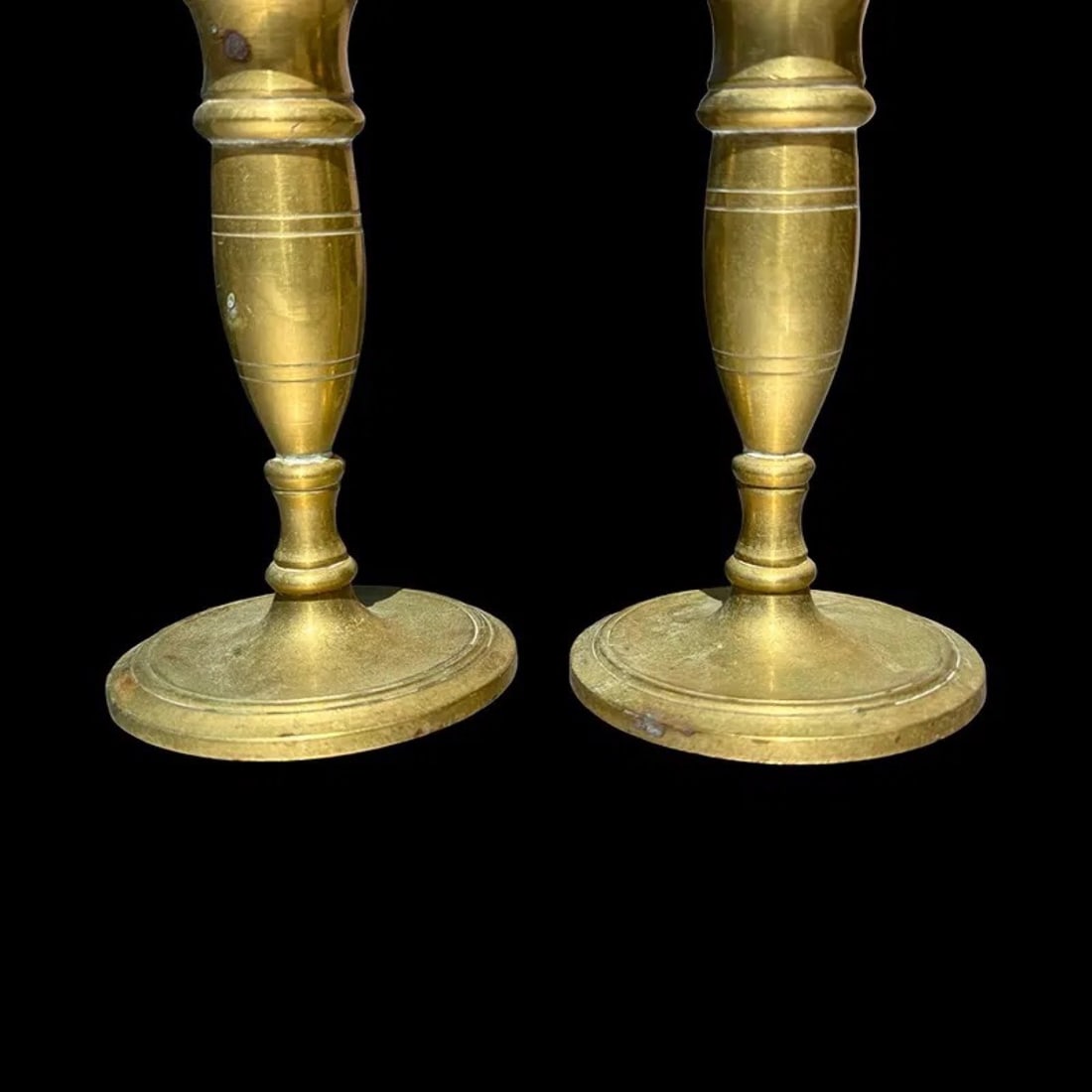 Fluted Brass Candlestick Holders Pair - 6