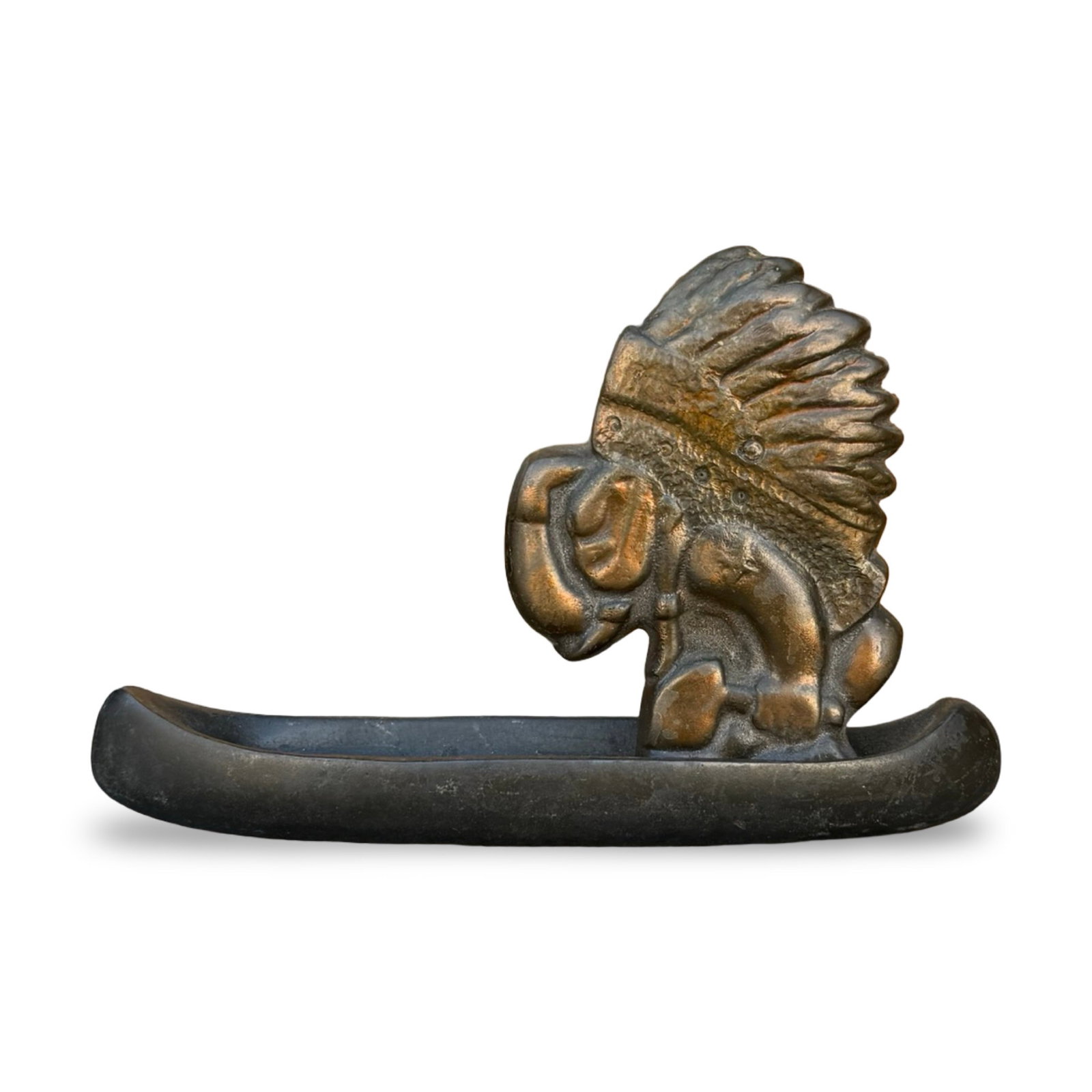 Brass Native American Canoe Ashtray Dish (1 of 7)