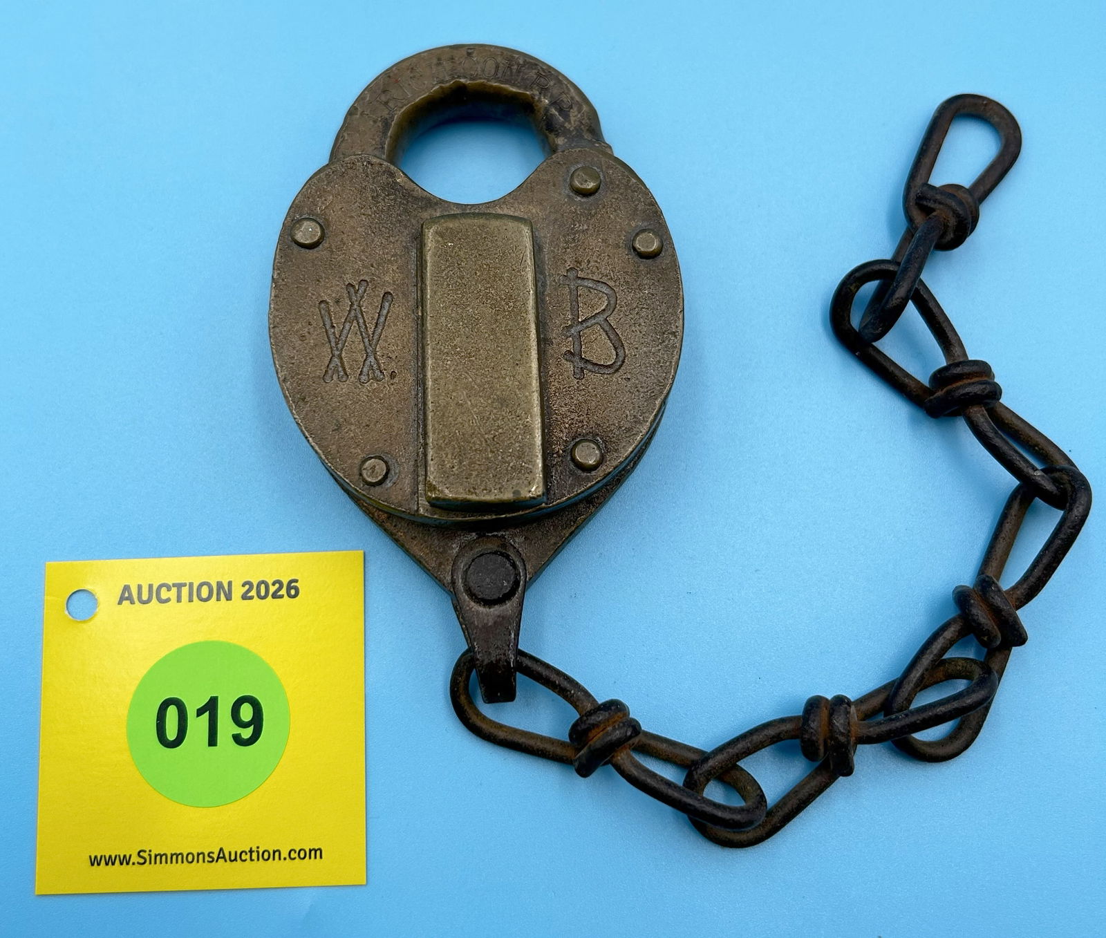 BOHANNAN BRASS RICH.CON RAILROAD PADLOCK WITH DUST COVER PAT. JUNE 25,79 (NO KEY) (1 of 2)