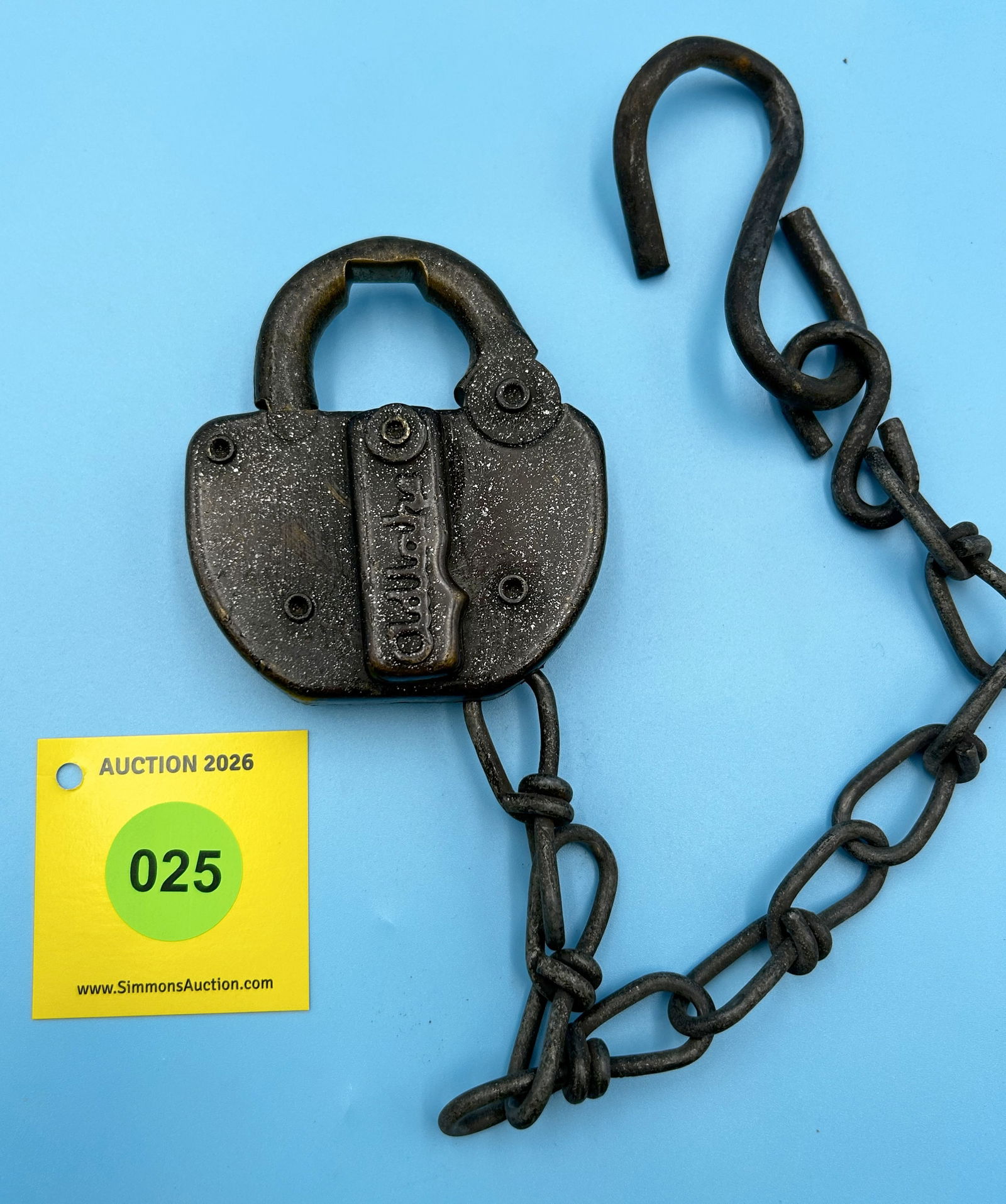 UP RR NO 1 SWITCH ADLAKE ALL BRASS LOCK WITH DUST COVER, (NO KEY) PAT# 2040482 (1 of 2)