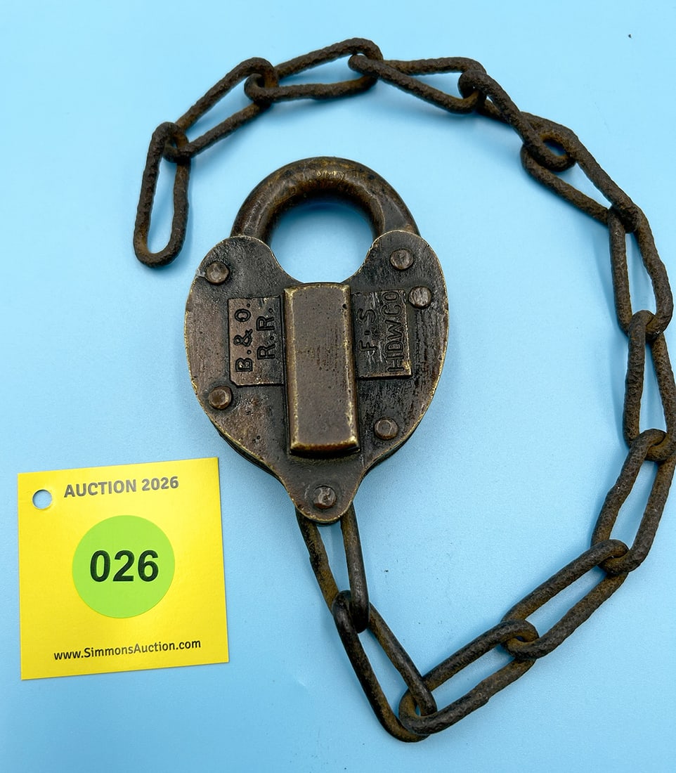 B & O RR RARE ALL BRASS PADLOCK (NO KEY) (1 of 2)