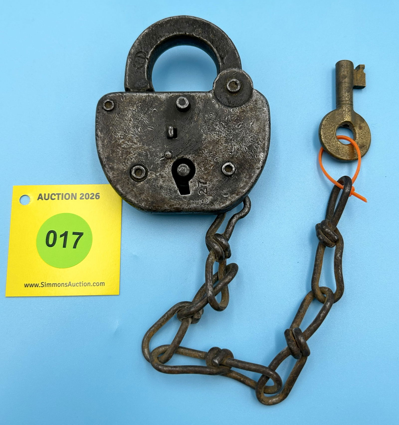 CHICAGO ROCK ISLAND & PACIFIC RAILROAD 327 ALL STEEL LOCK (WITH KEY) PAT. MAR 29, 1920 - 2