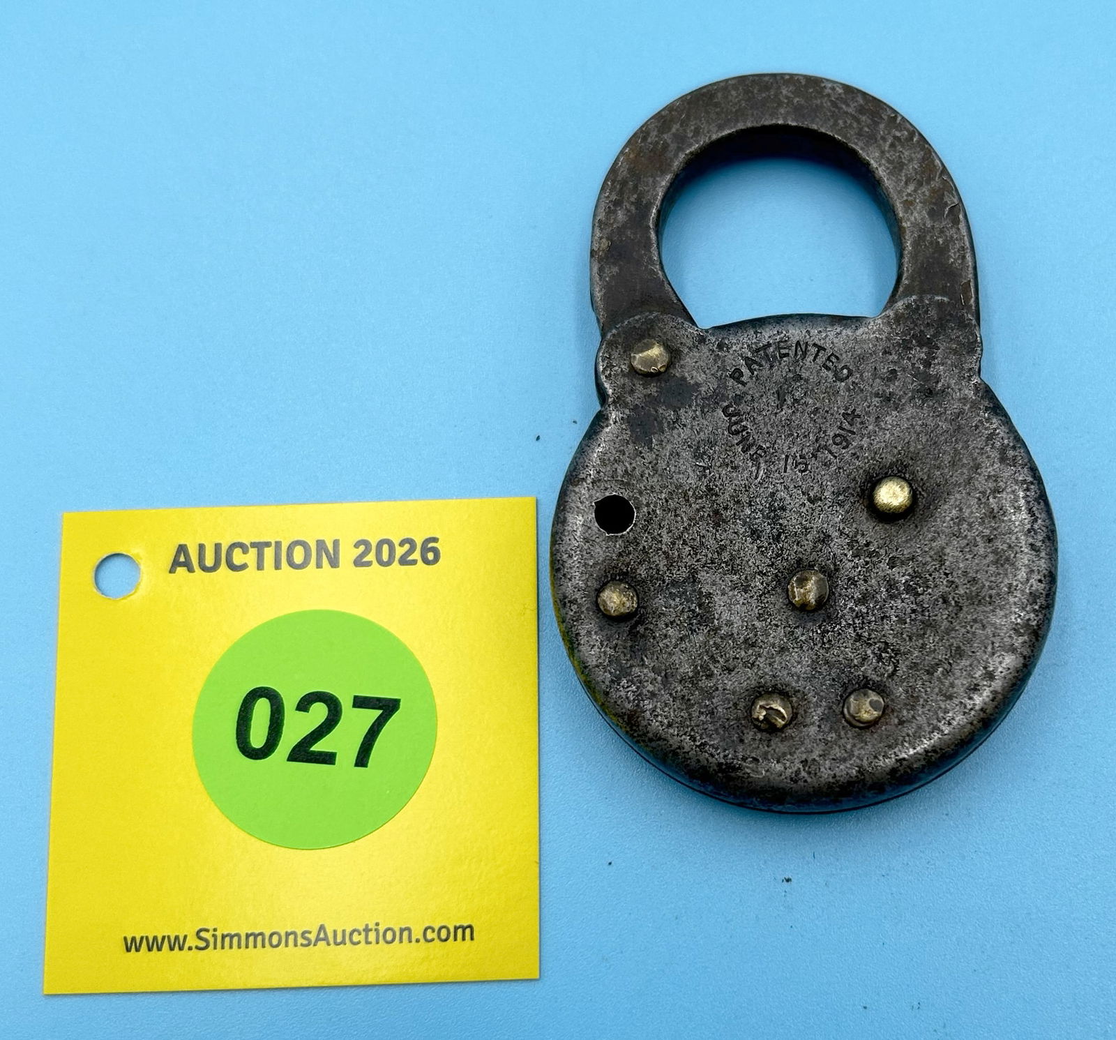 UNION PACIFIC RAILROAD COMPANY (UPRR), PAT. JUNE 15, 1914, ALL STEEL LOCK (NO KEY) - 2
