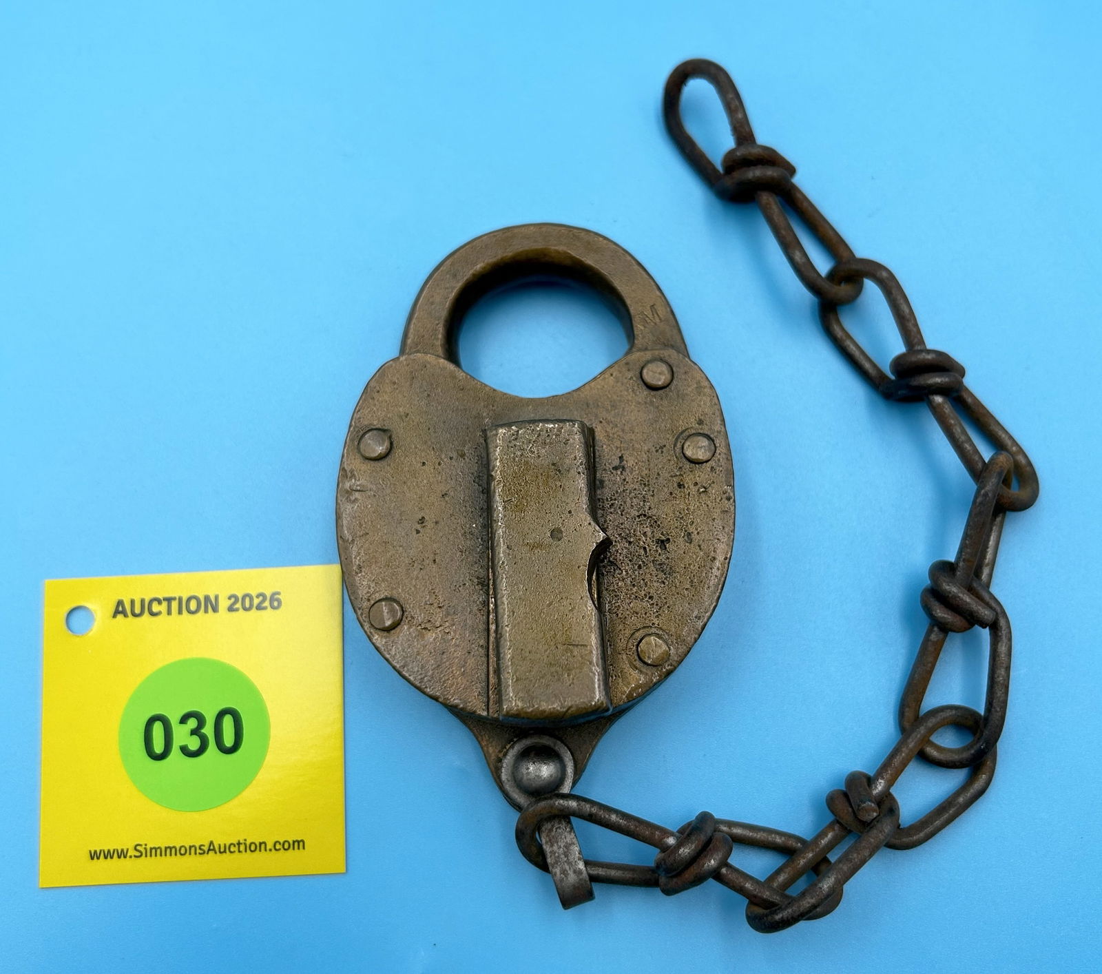 UNION PACIFIC RAILROAD (UPRR), OVER SWITCH EMBOSSED ALL BRASS LOCK DATED 1951 WITH DUST COVER (NO... - 2