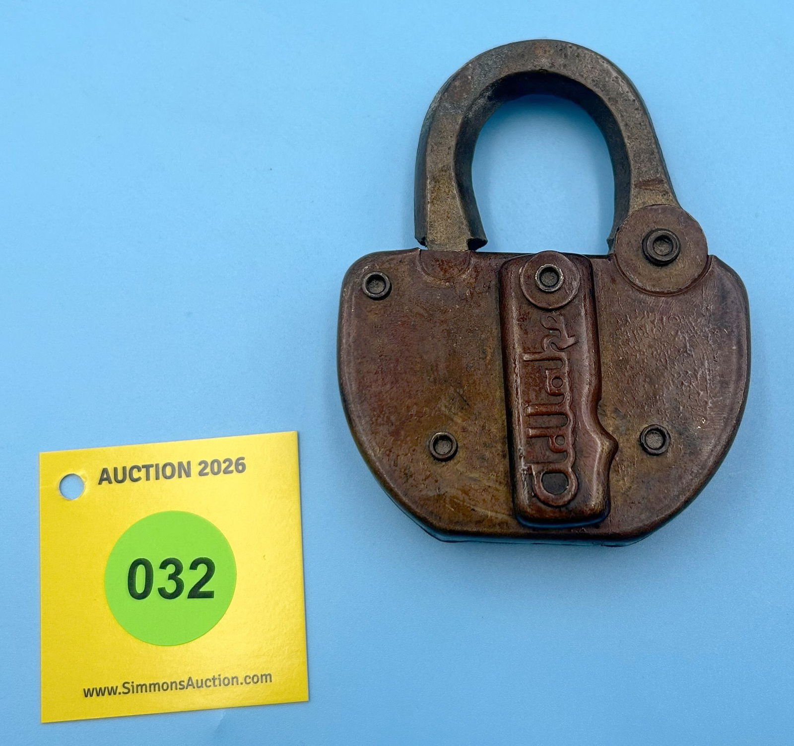 UNION STOCKYARDS OF OMAHA ADLAKE ALL BRASS LOCK WITH DUST COVER (NO KEY) PAT# 2040482 (1 of 2)