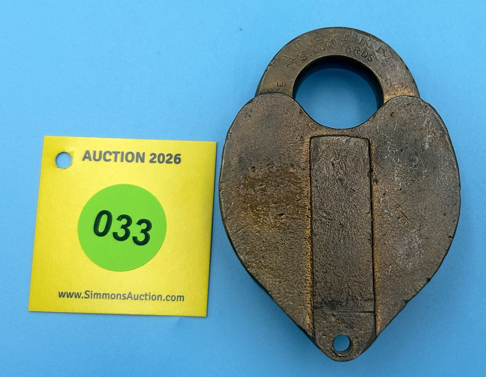 ATCHISON, TOPEKA AND SANTA FE RAILWAY (AT&SF) W. BOHANNAN 115 - STOCKYARDS ALL BRASS LOCK WITH D... - 2