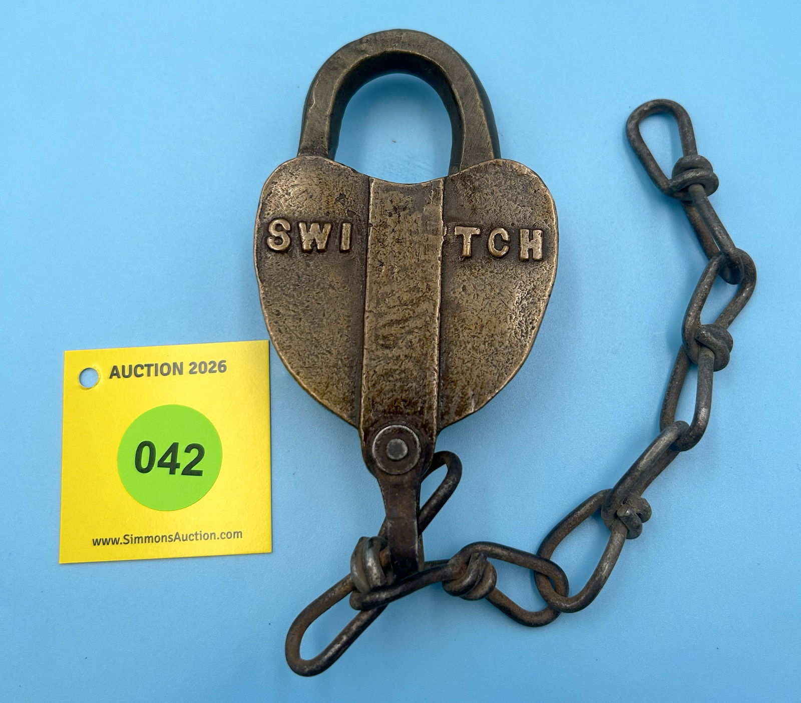 UNION STOCKYARDS OF OMAHA ADLAKE SWITCH ALL BRASS LOCK WITH DUST COVER, (NO KEY) - 2