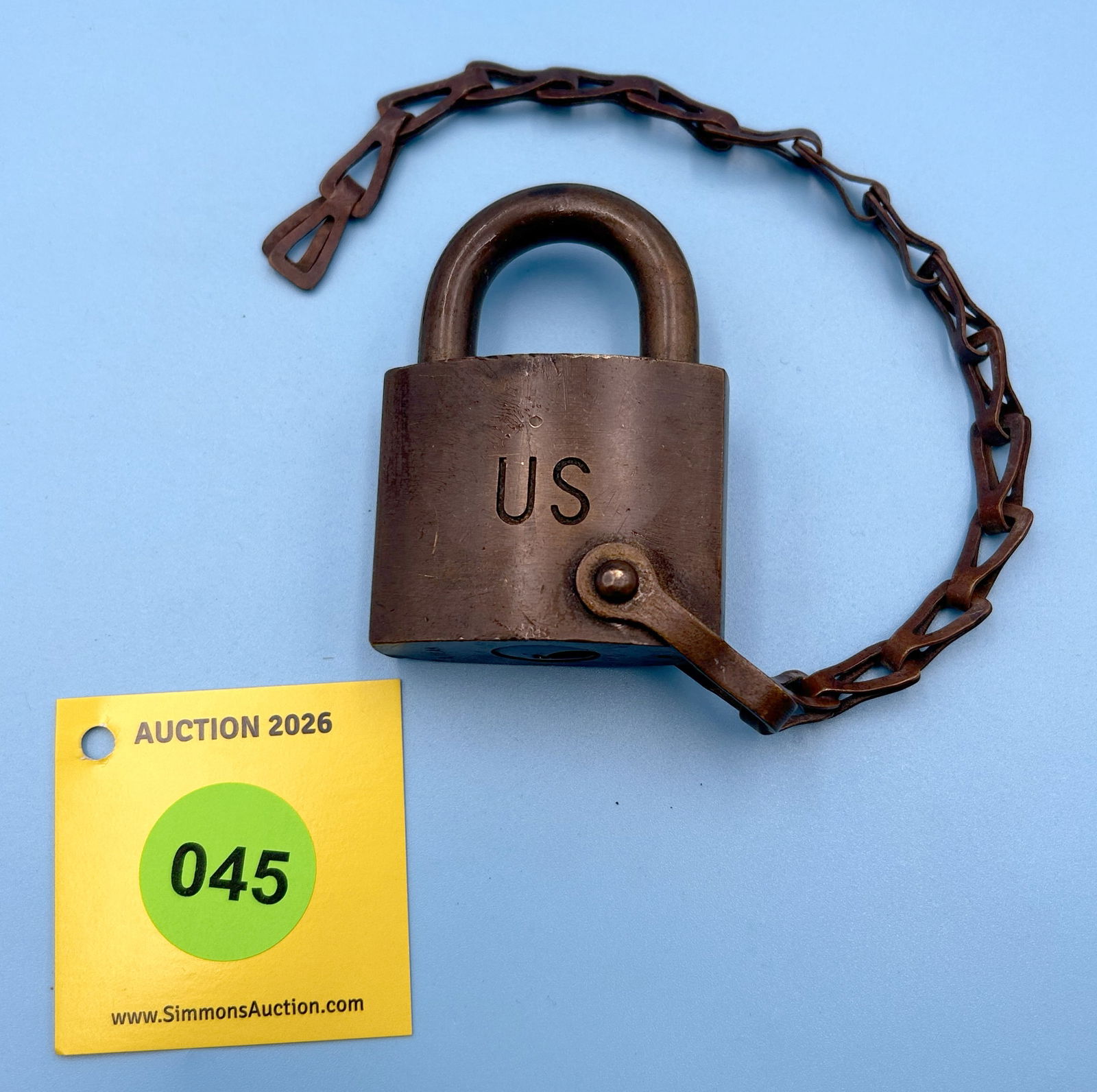 US EAGLE LOCK CO. TERRYVILLE CONN ALL BRASS LOCK, (NO KEY) (1 of 2)