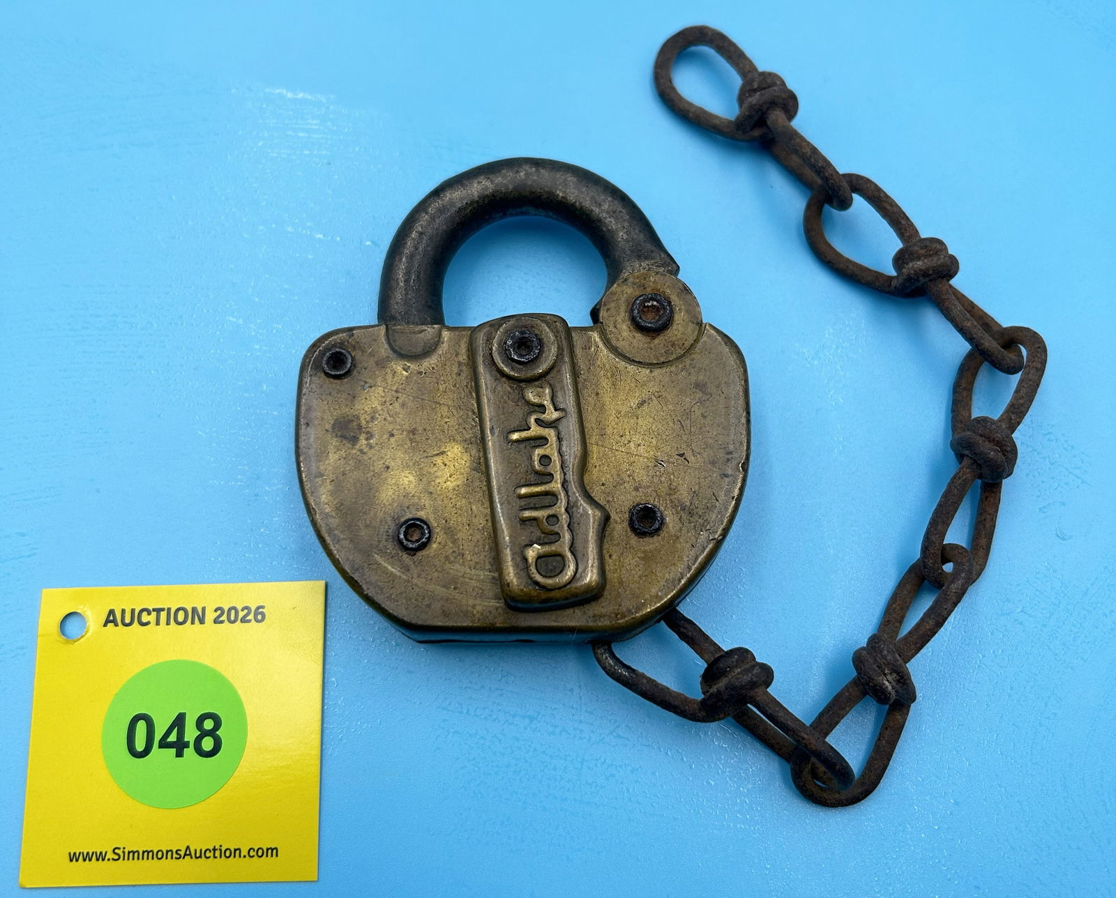 ADLAKE 157 ALL BRASS LOCK WITH DUST COVER, (NO KEY) PAT. 2040482 (1 of 2)