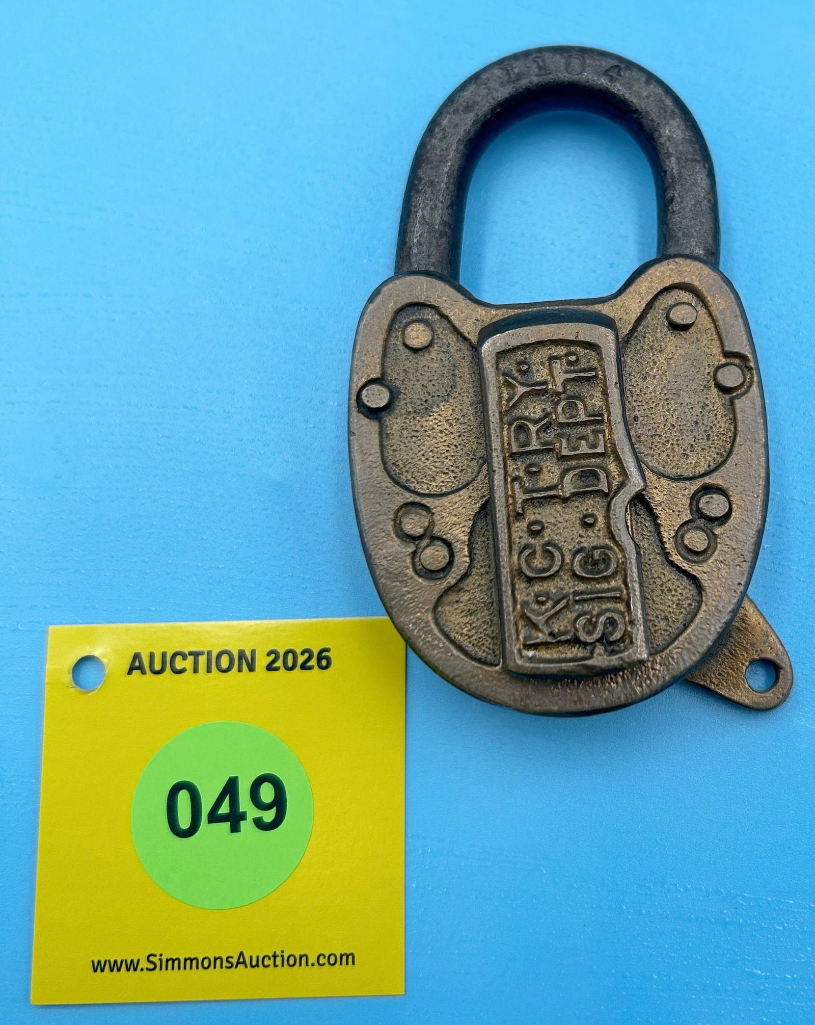 KANSAS CITY TERMINAL RAILWAY SIG DEPT. 1104 BRASS BODY WITH STEEL SHACKLE FRAIM LOCK CO. LOCK W: KANSAS CITY TERMINAL RAILWAY SIG DEPT. 1104 BRASS BODY WITH STEEL SHACKLE FRAIM LOCK CO. LOCK WITH DUST COVER, (NO KEY)