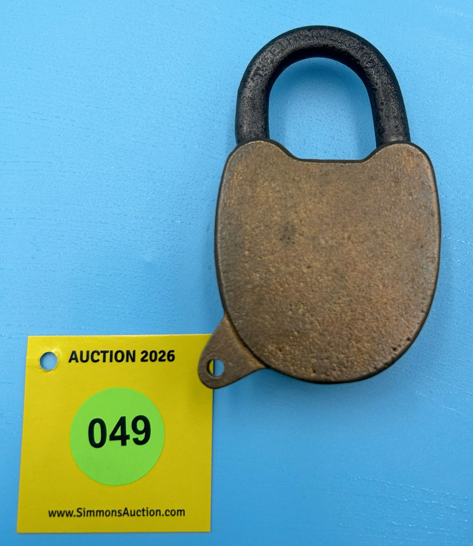 KANSAS CITY TERMINAL RAILWAY SIG DEPT. 1104 BRASS BODY WITH STEEL SHACKLE FRAIM LOCK CO. LOCK W - 2