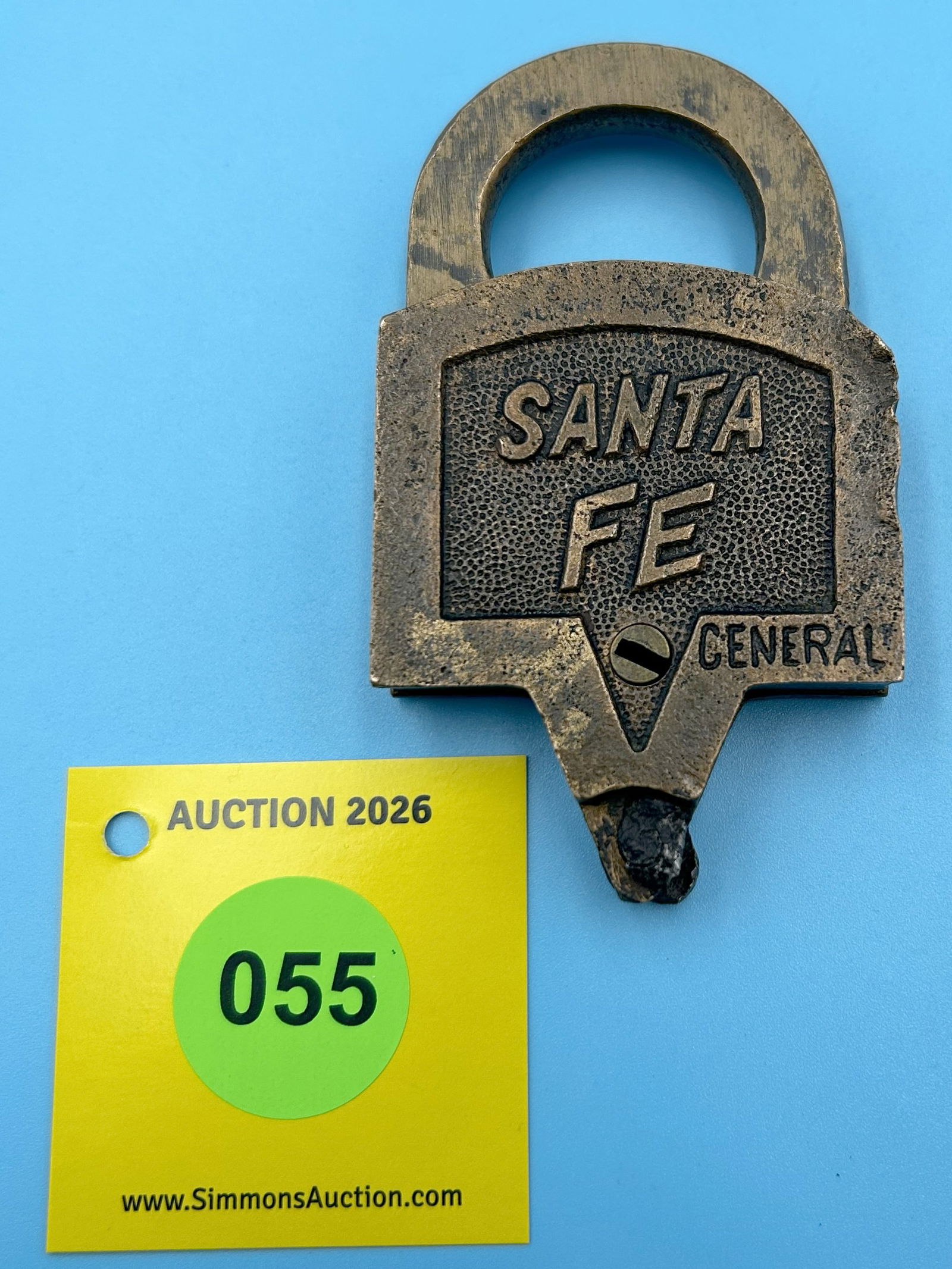 SANTA FE RAILROAD ALL BRASS PADLOCK KEEN KUTTER STYLE GENERAL 13 (NO KEY) (1 of 2)