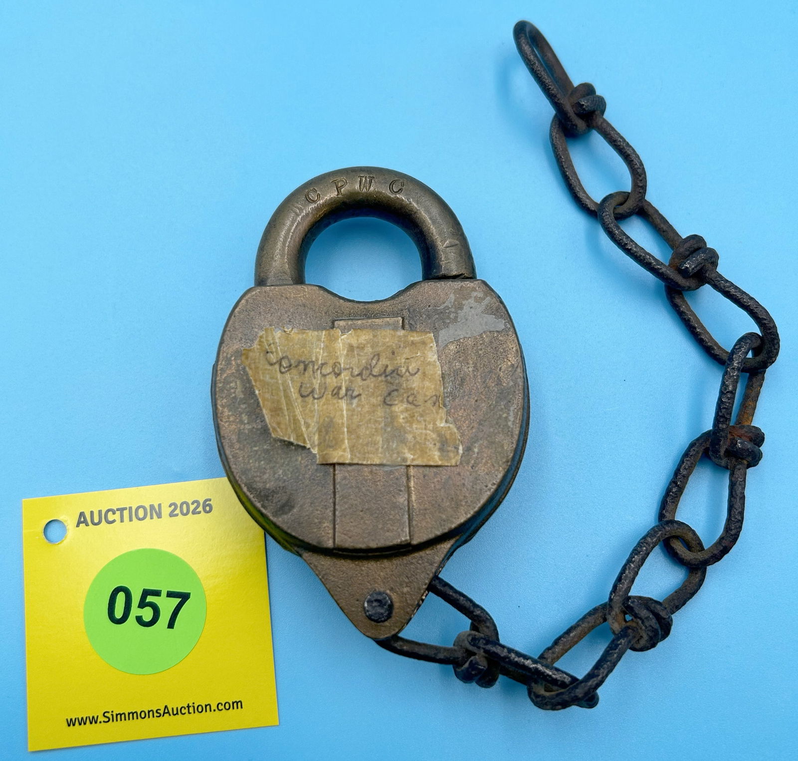 W. BOHANNAH CPWC - CONCORDIA PRISIONER WAR CAMP 119 ALL BRASS LOCK WITH DUST COVER (NO KEY) - CAM... - 2