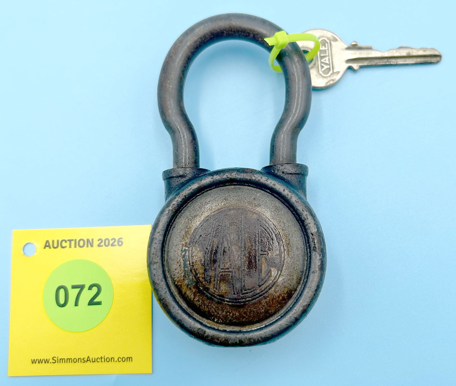 THE YALE & TOWNE MFG CO. STAMFORD CONN U.S.A STEEL LOCK (with MARKED KEY) - 2