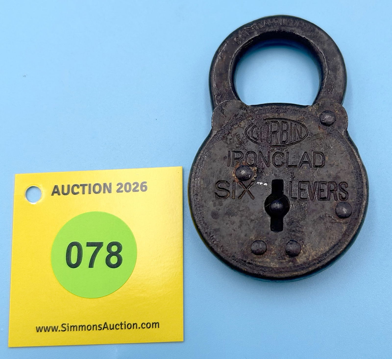 CORBIN IRON CLAD 6-LELVER PAT. 4 ALL STEEL LOCK (NO KEY): CORBIN IRON CLAD 6-LELVER PAT. 4 ALL STEEL LOCK (NO KEY)