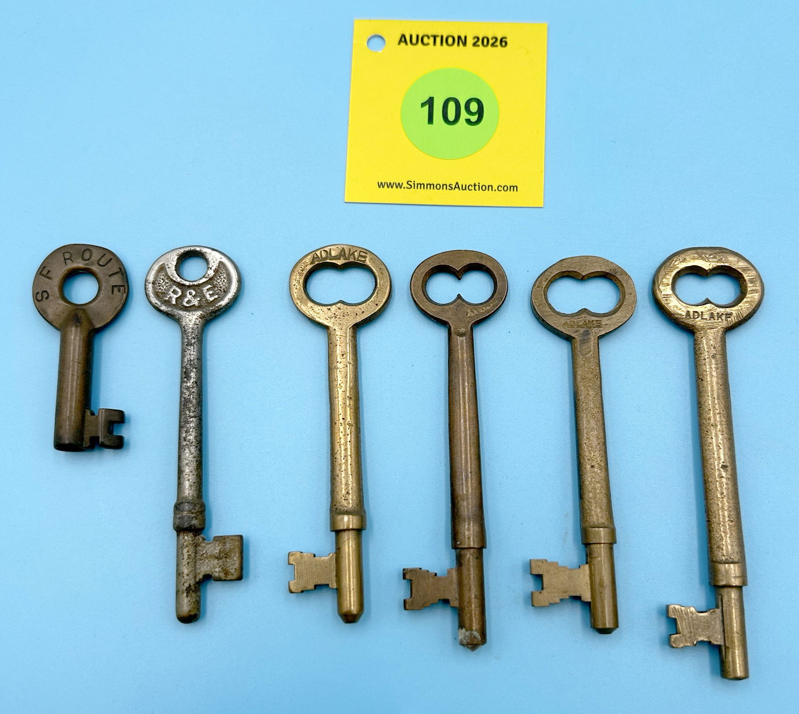 6 KEYS - UP COM S KEY CABOOSE, R & E KEY, ADLAKE CABOOSE KEY, ADLAKE CABOOSE KEY, UNMARKED CABOOS... (1 of 1)