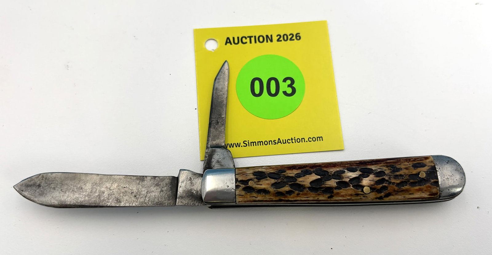 Pine Knot - small bone jack knife, has been rehandled, used, carried, sharpened, blades short - 2