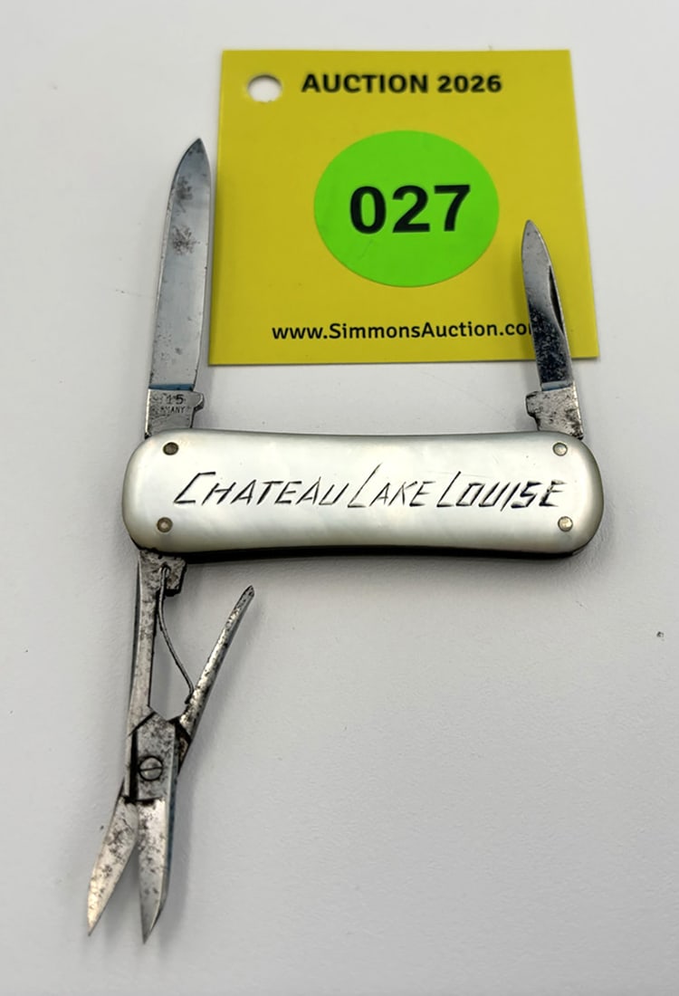 Pal Brand - Chateau Lake Louise Pearl handled knife, has "Pal Brand" etch., scissors have spring,... (1 of 5)