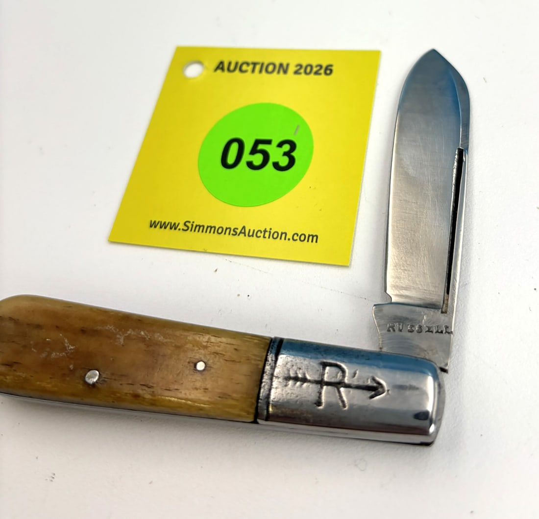 J. Russell - Bone Handled Barlow, Single blade, no cracks, good snap, light use - 3