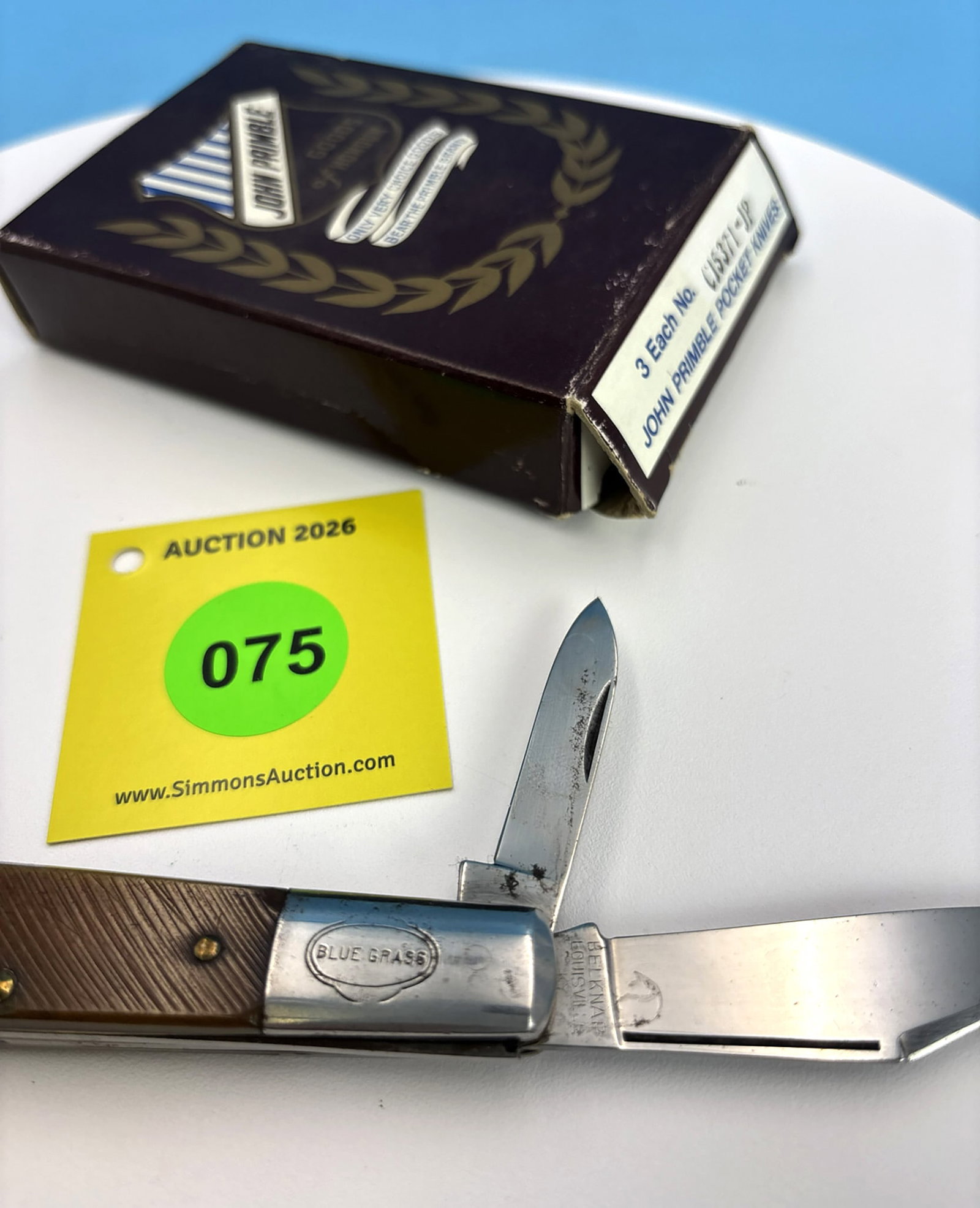 John Primble Belkap - Bone Handled Bluegrass Barlow & Box, unused & unsharpened, great snap, no c... - 2
