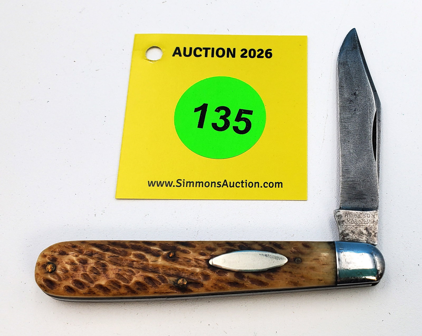 Robeson -1917-39 bone handle jack, no chips or cracks, pen blades have been removed, good snap: Robeson -1917-39 bone handle jack, no chips or cracks, pen blades have been removed, good snap