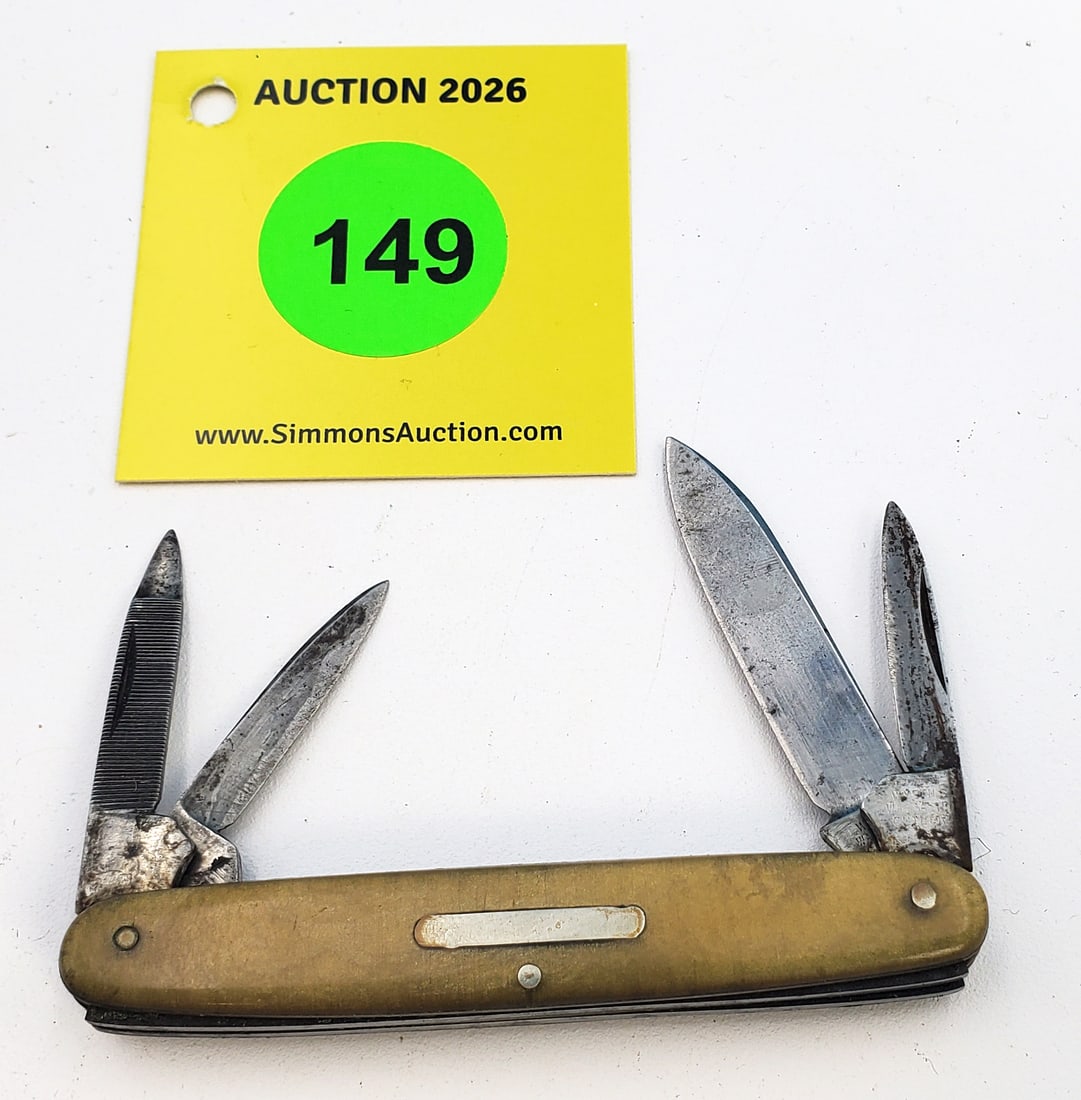 Wyeth Hardware Co. - goldstone 4 blade pen knife, very light use, good snap, some carbon on blades, (1 of 2)