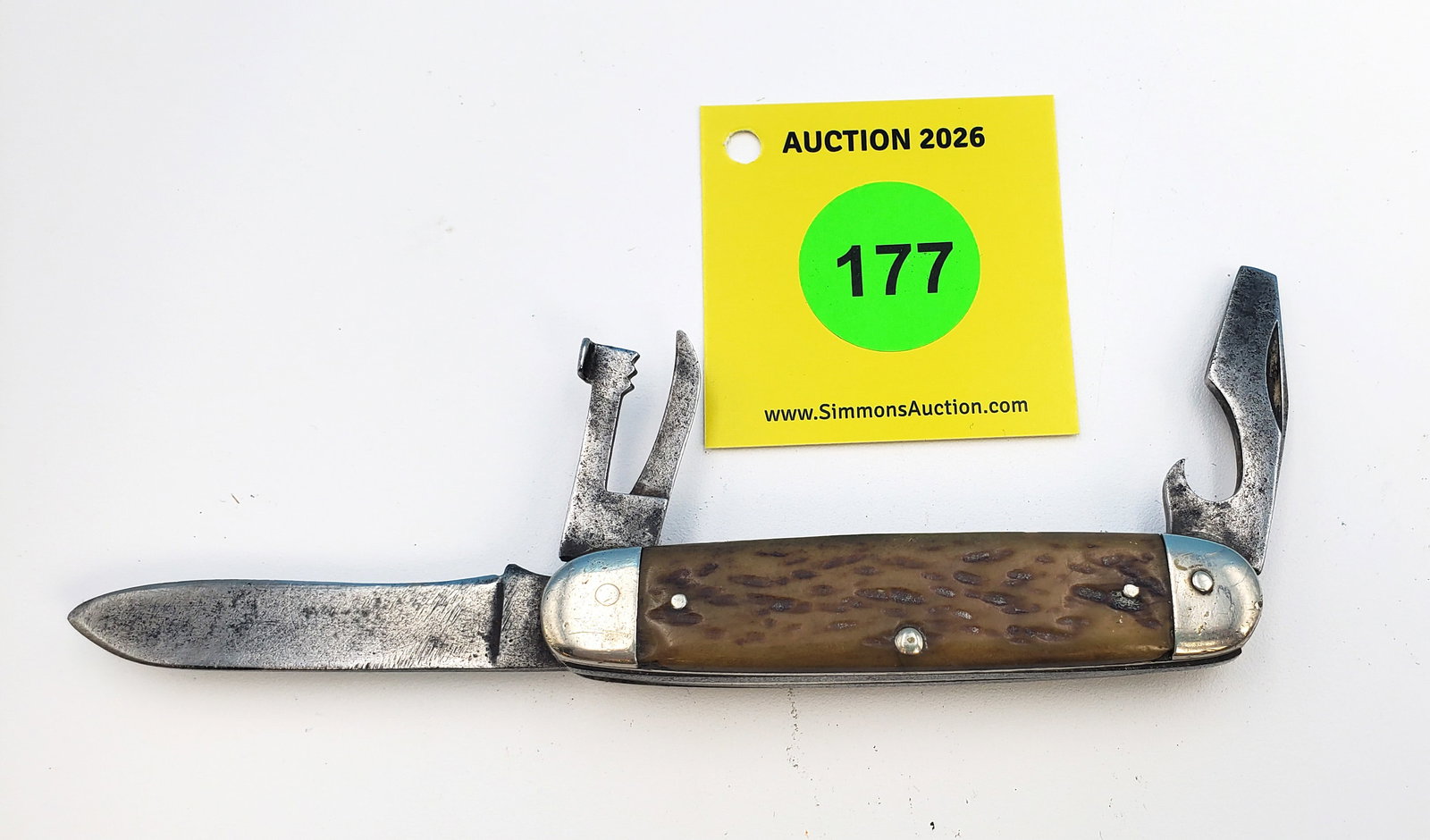 1924-33 Remington Scout Knife - Rogers Bone "Be Prepared" shield, heavy use, blade Wobbe & Cracks... - 3