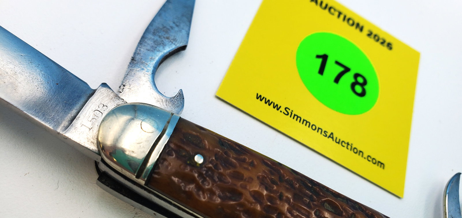 Ulsfer Dwight Divine - Bone handle Boy Scout Knife, partial etch, full blades, weak snap, no cracks - 2