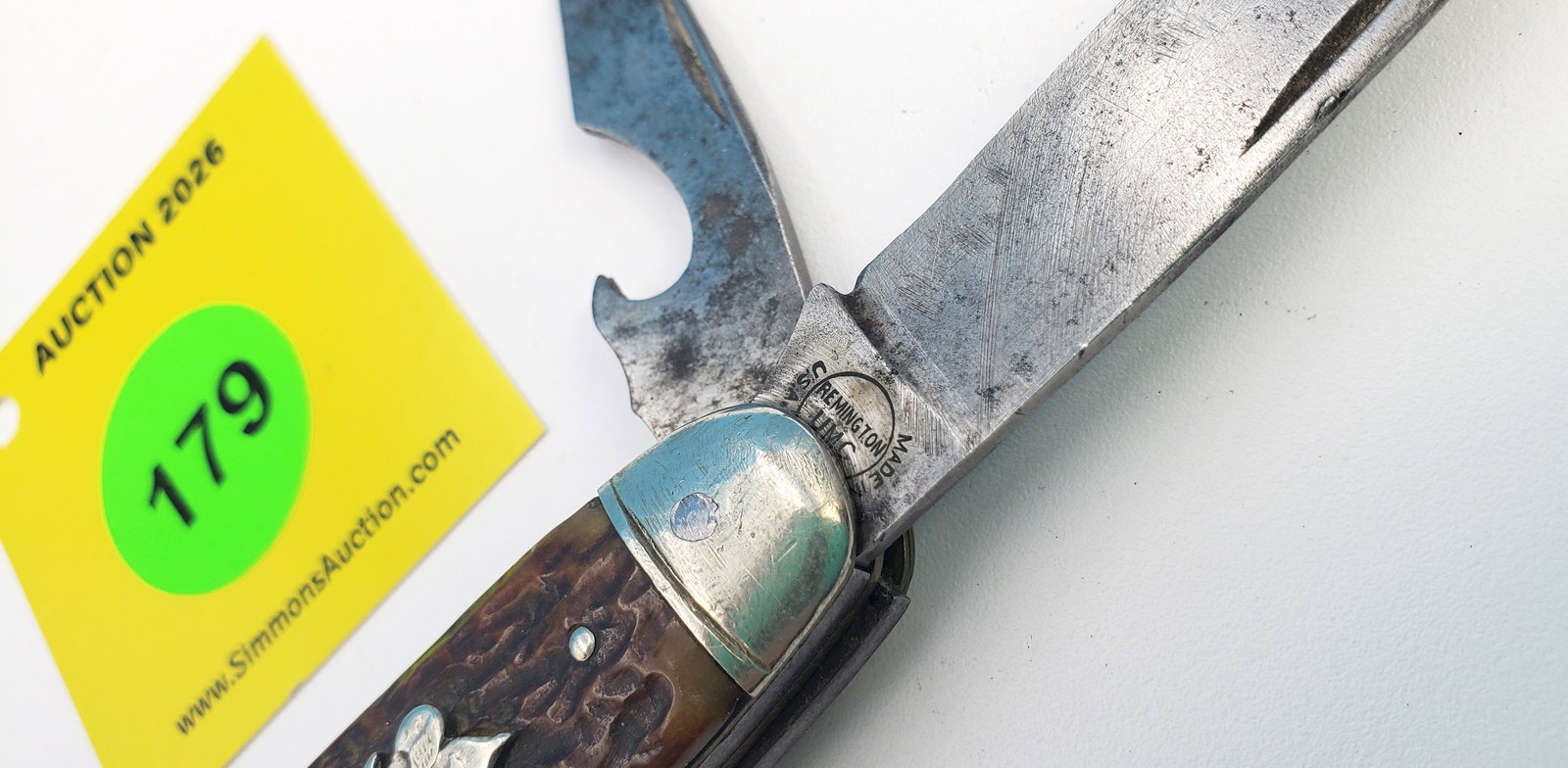 Remington 1924-33 - Rogers Bone Cutout Shield Scout Knife, full blades, good snap, one small chip... - 2