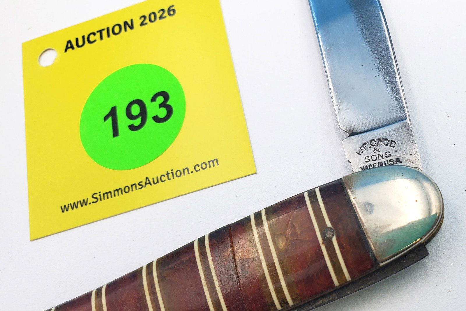 WR Case - candy stripe lady leg, light use, 2 cracks, good snap - 2