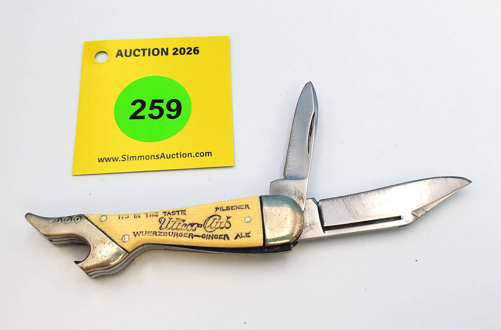 Utica - Utica Club Advertising Lady Leg, full etch, no cracks, light use (1 of 3)