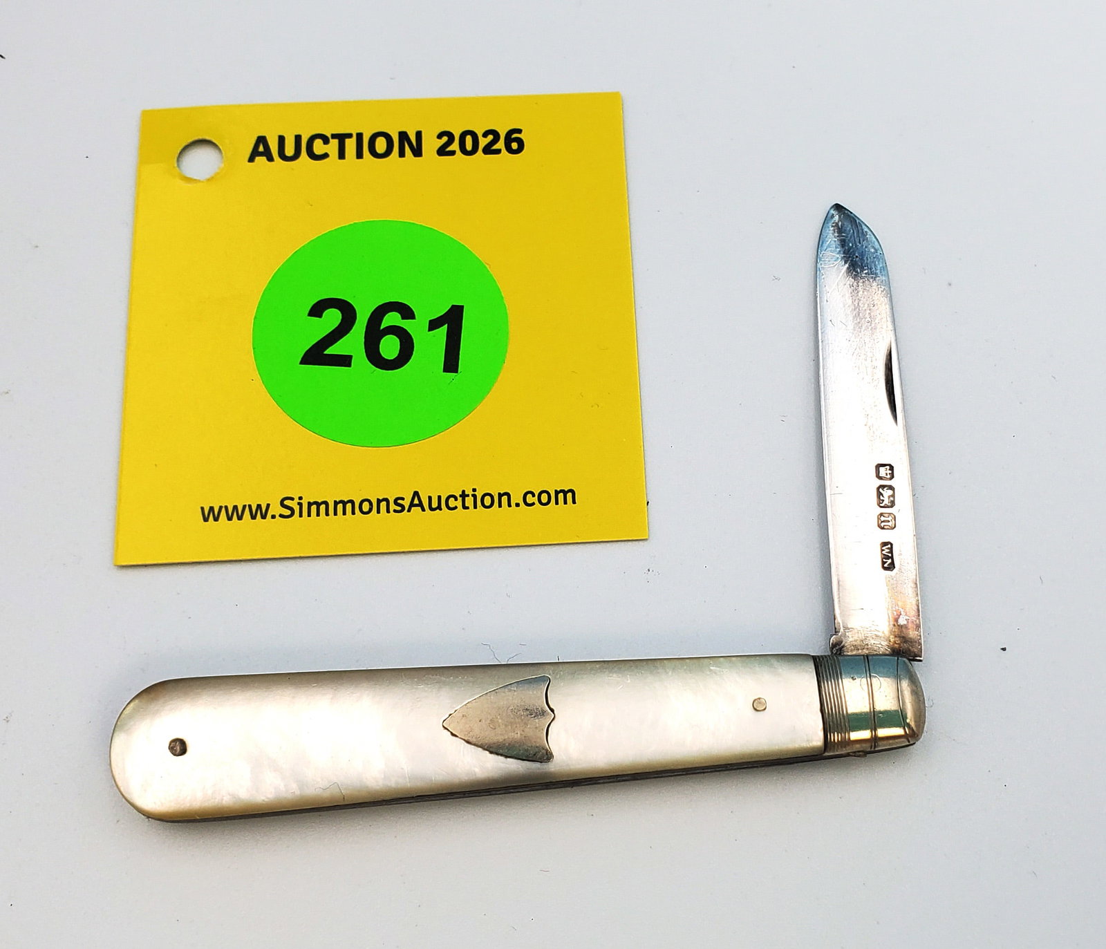 Pearl handle silver fruit knife, no cracks, light use, lined bolsters (1 of 2)