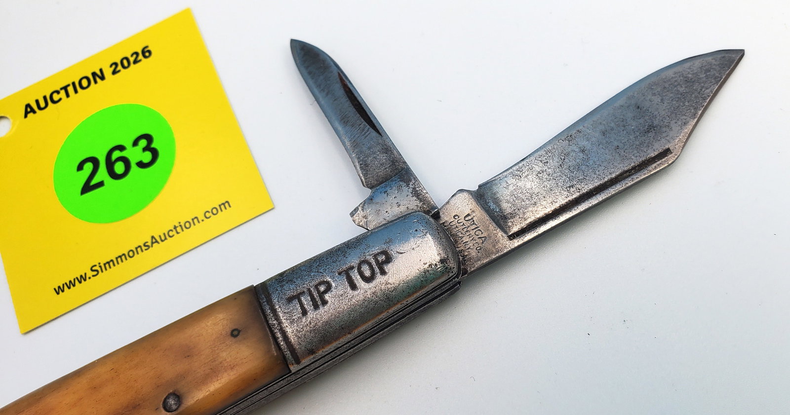 Utica - bone "Tip-Top" Barlow, no cracks, good snap, been sharpened - 2